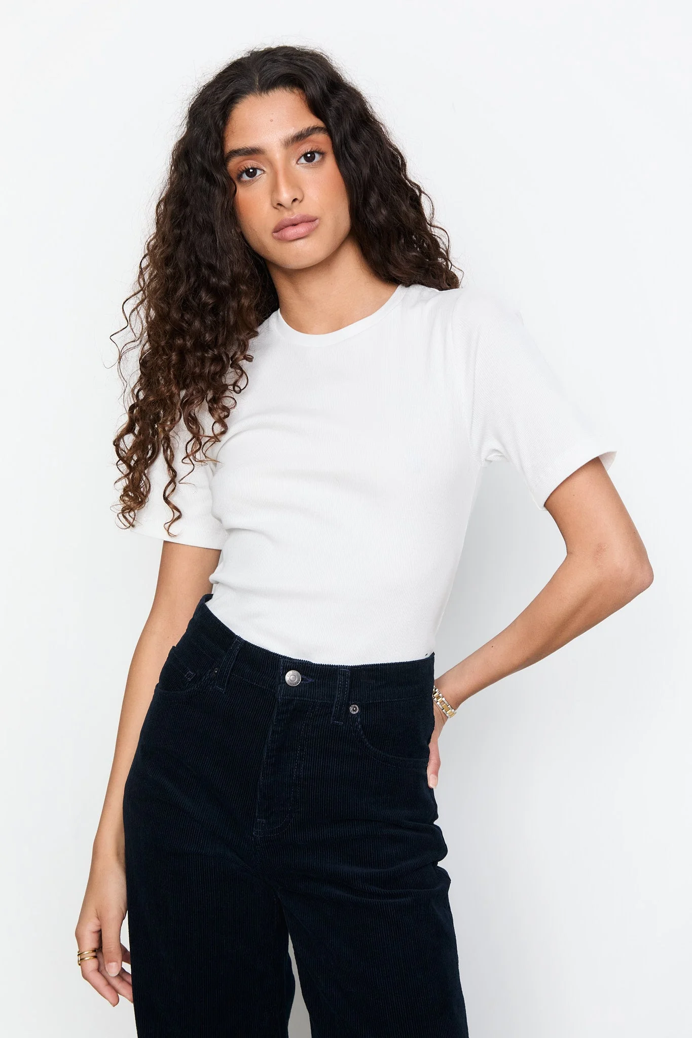 Pippa Rib Tee Off-White - Image 5