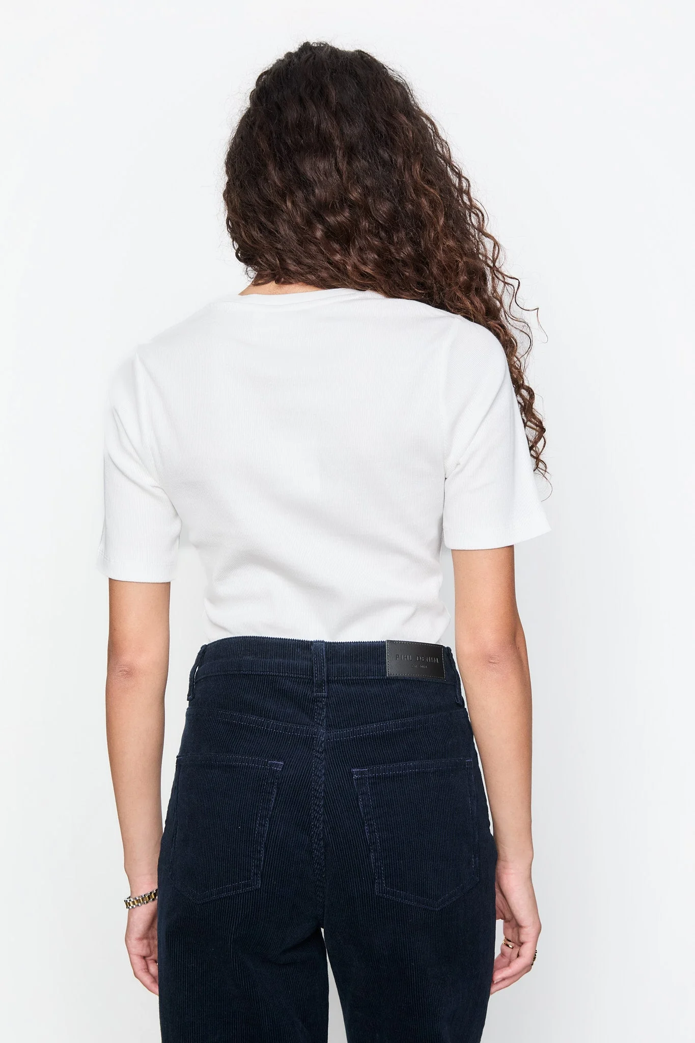 Pippa Rib Tee Off-White - Image 6