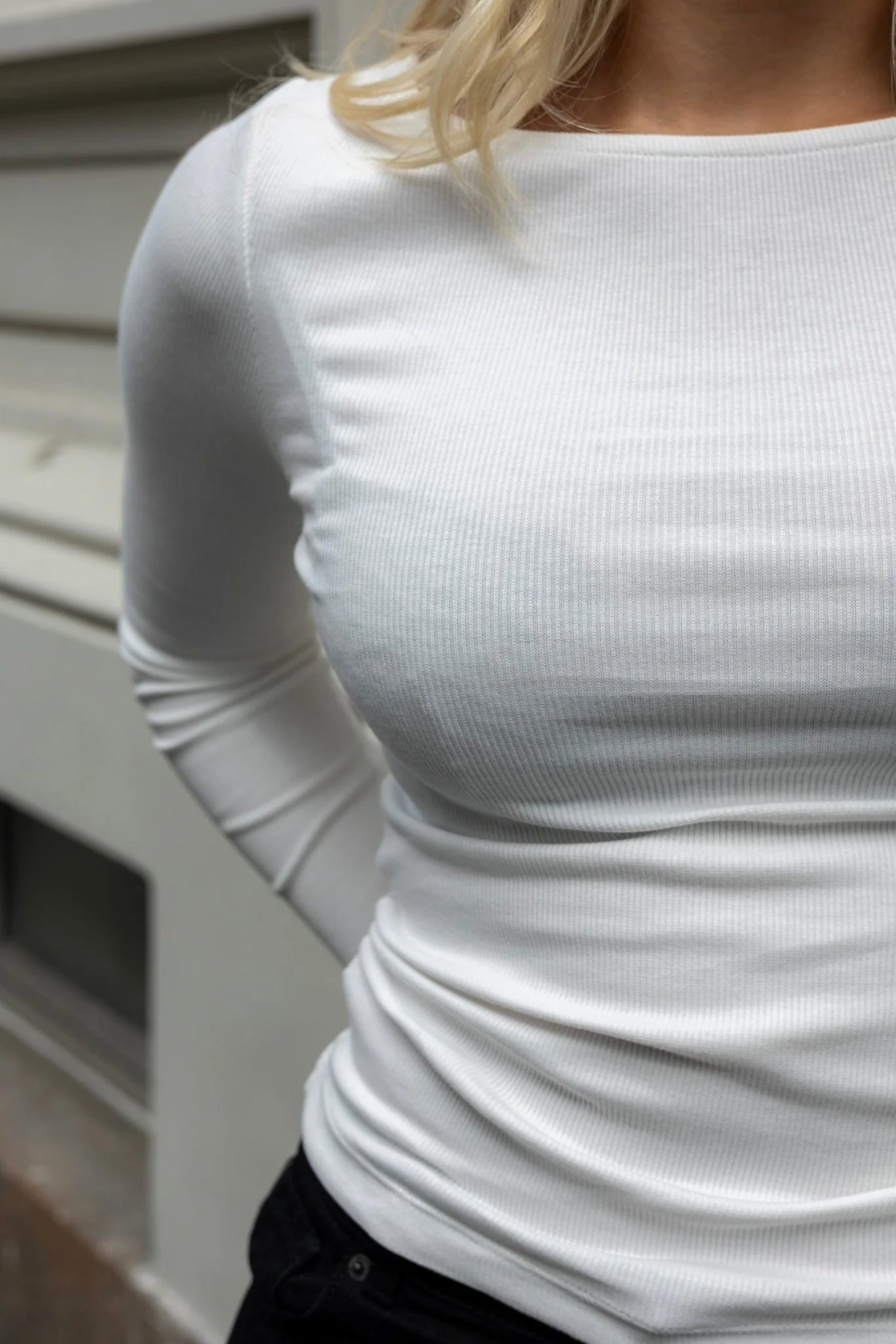 Petronella Rib Boatneck Off-White - Image 4