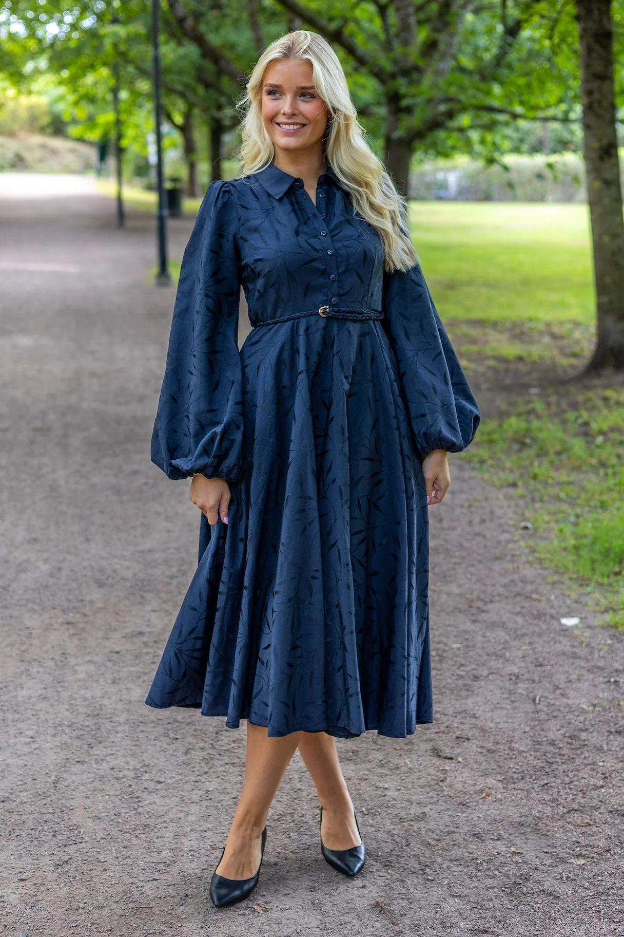Jacquard Midi Dress Anthracite