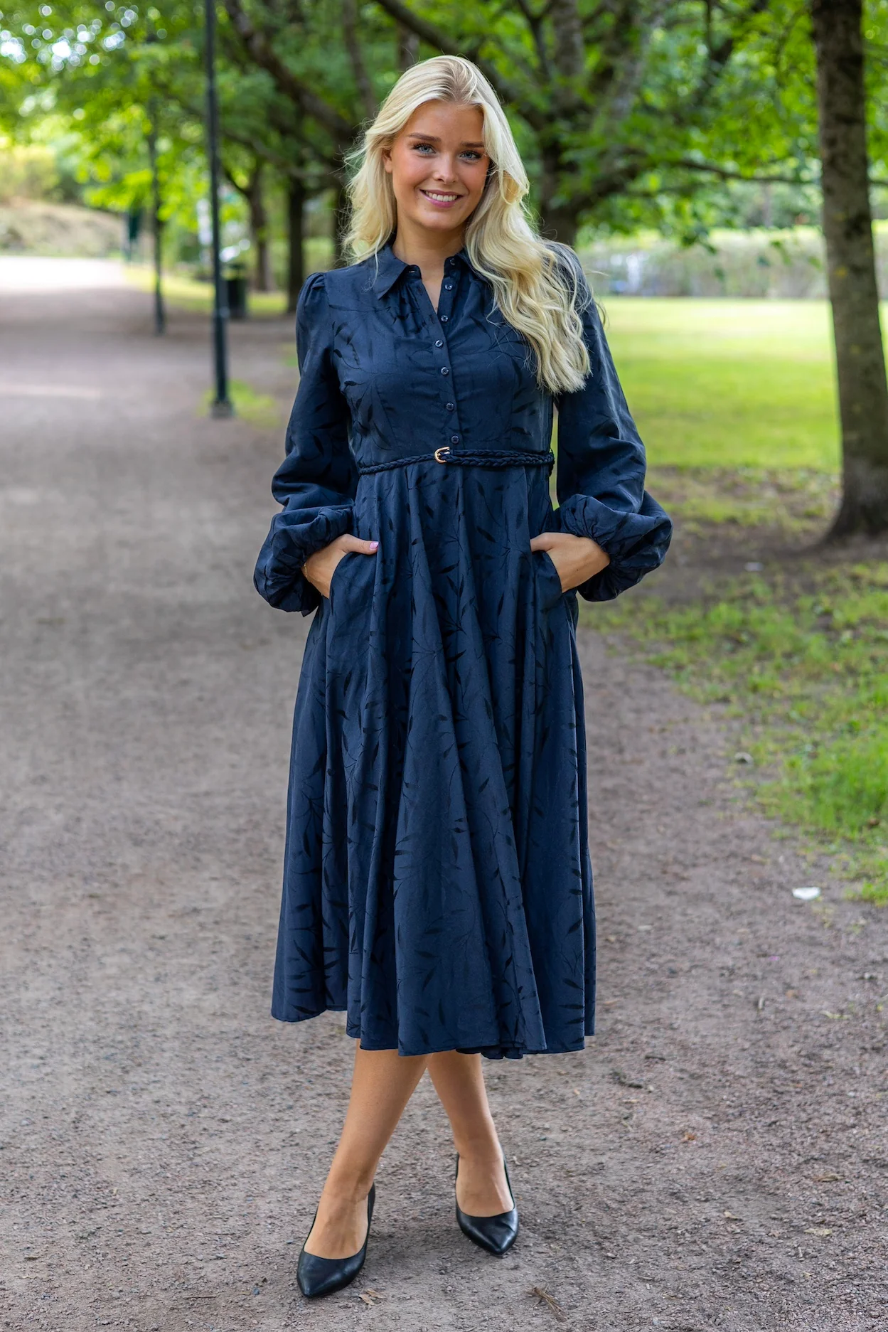 Jacquard Midi Dress Anthracite - Image 2