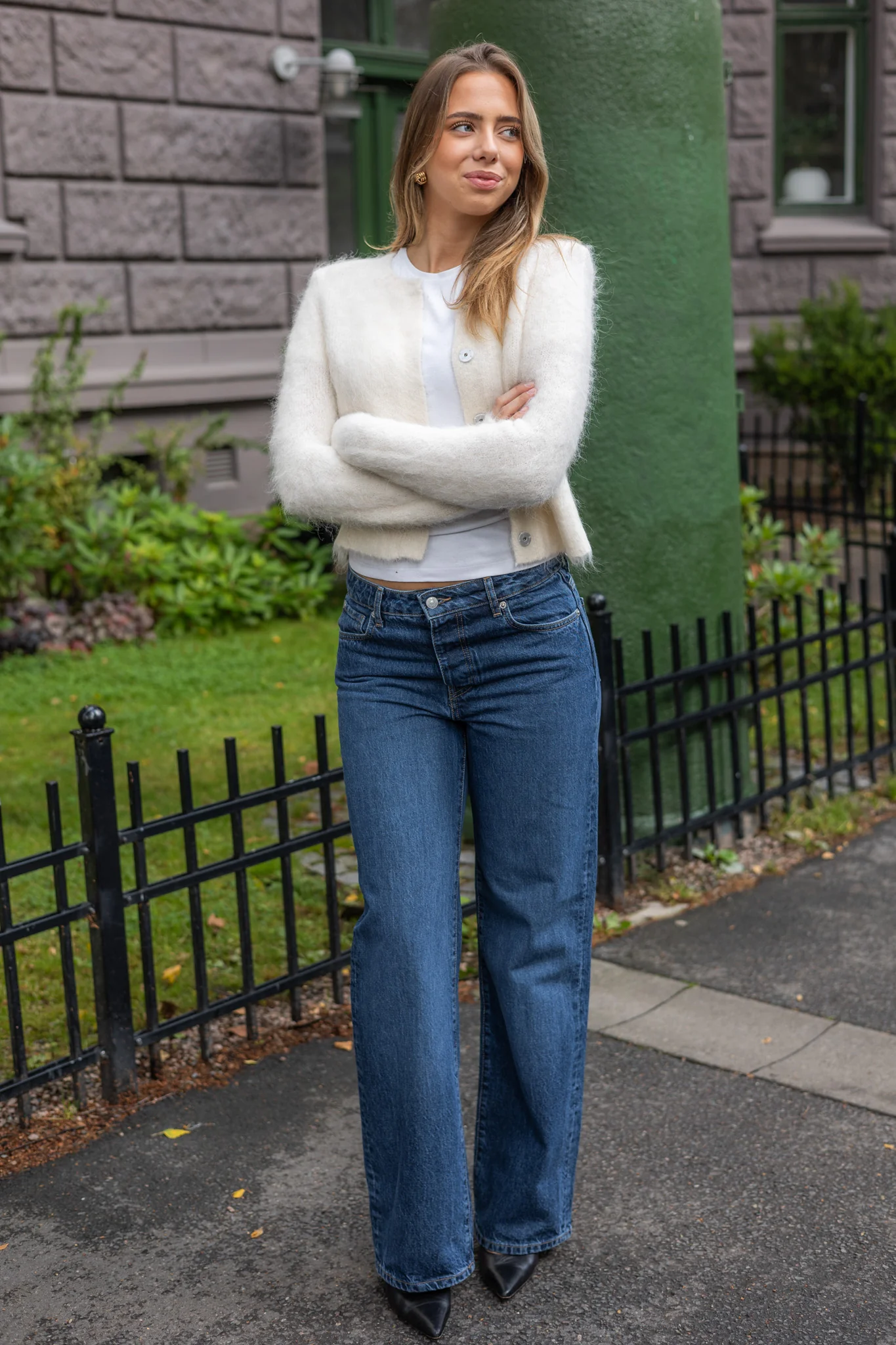 Hairy Knit Jacket Off White - Image 2