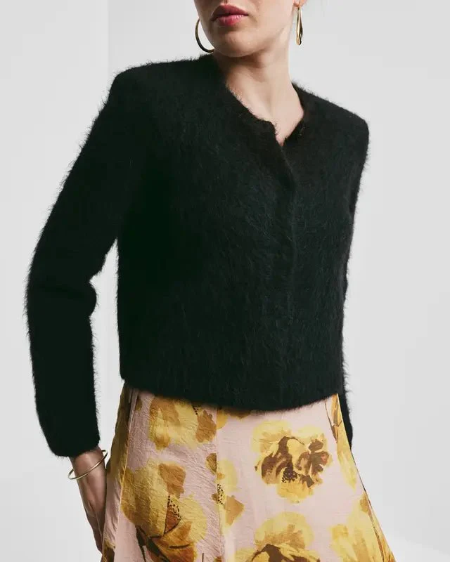 Hairy Knit Jacket Black - Image 4