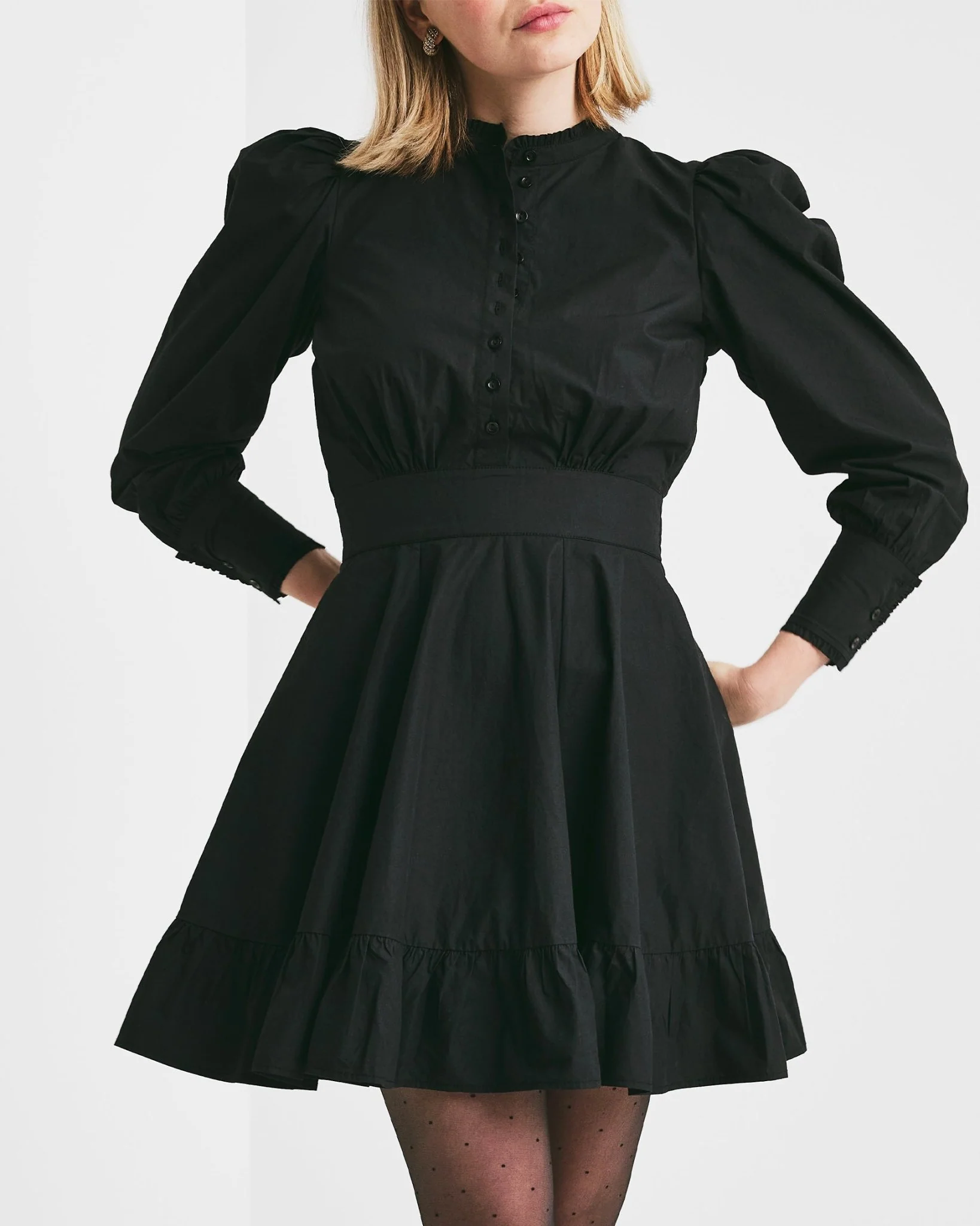 Poplin Mini Dress Black - Image 5