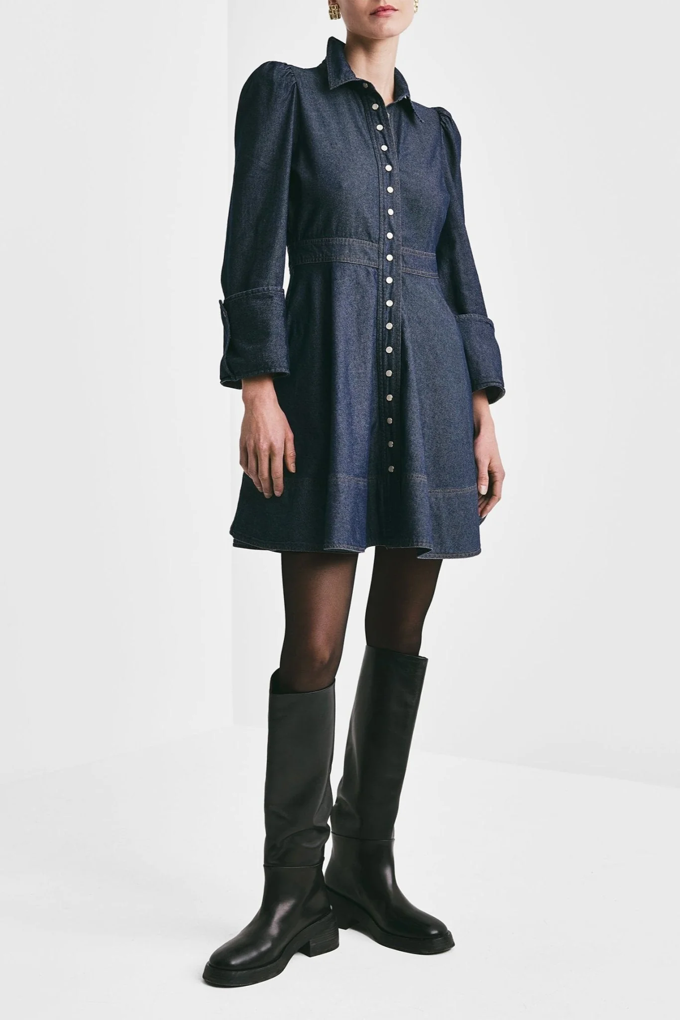 Denim Mini Dress Dark Blue - Image 8