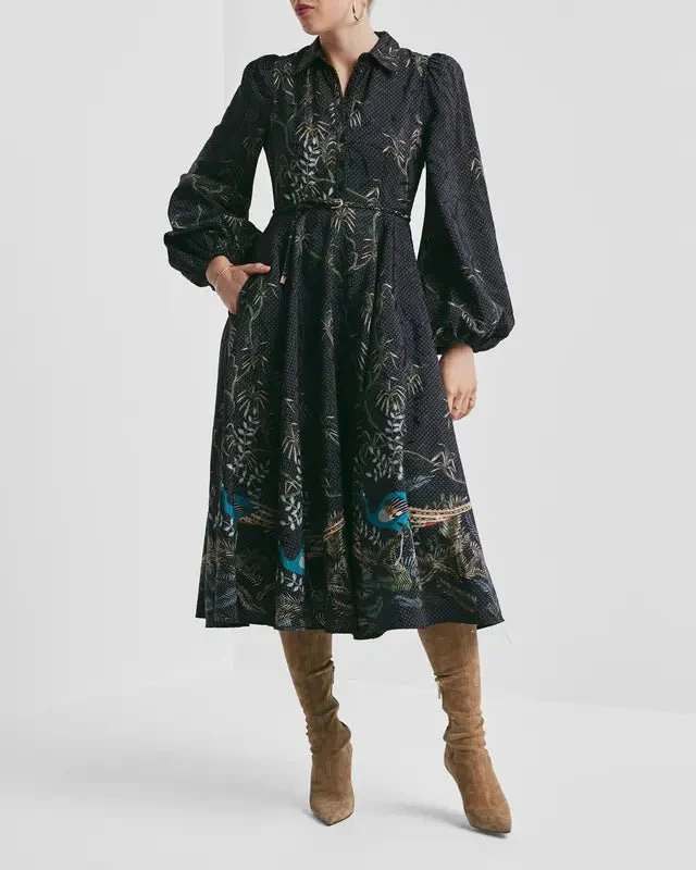 Jacquard Midi Dress Blue Peacock - Image 2