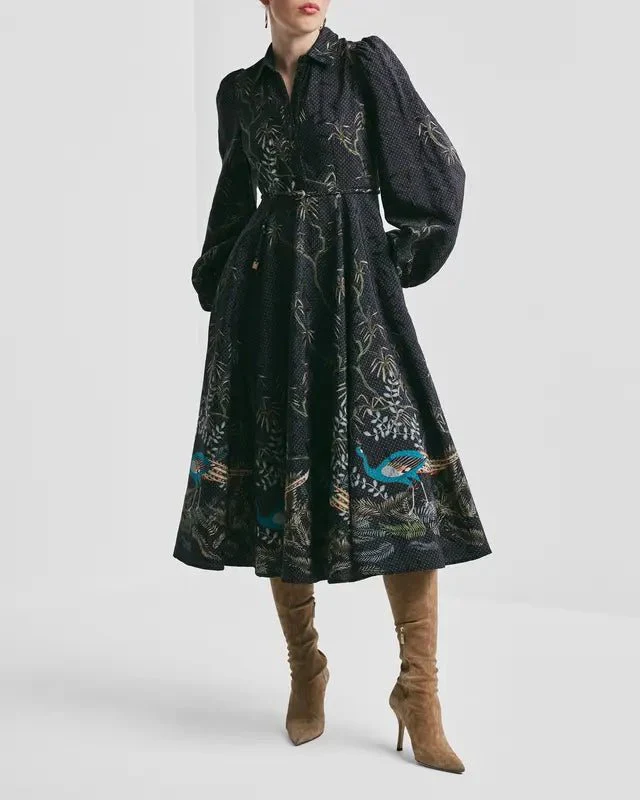 Jacquard Midi Dress Blue Peacock - Image 4