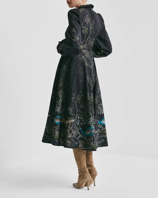 Jacquard Midi Dress Blue Peacock - Image 5