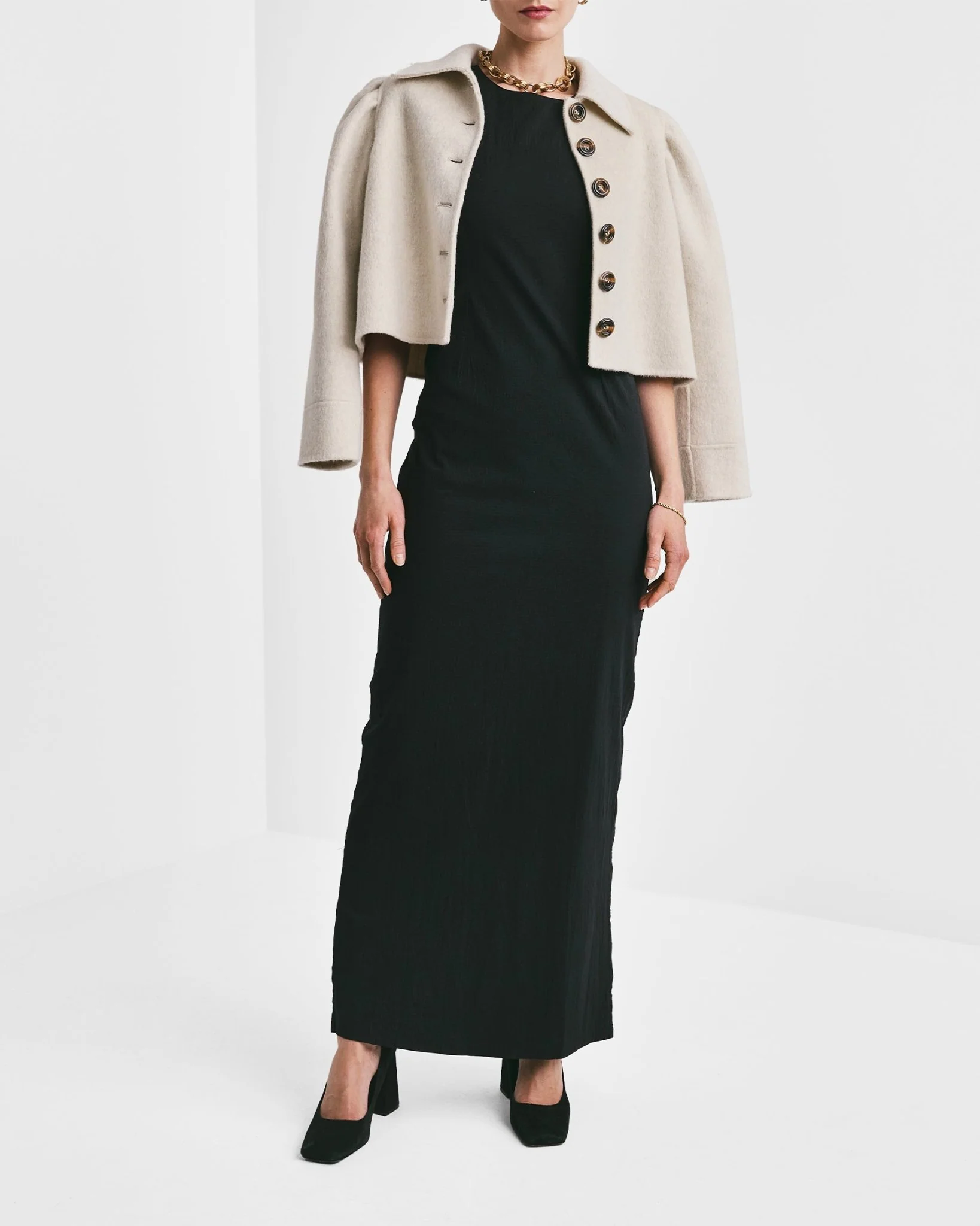 Tailored Cropped Jacket Vintage White - Image 5