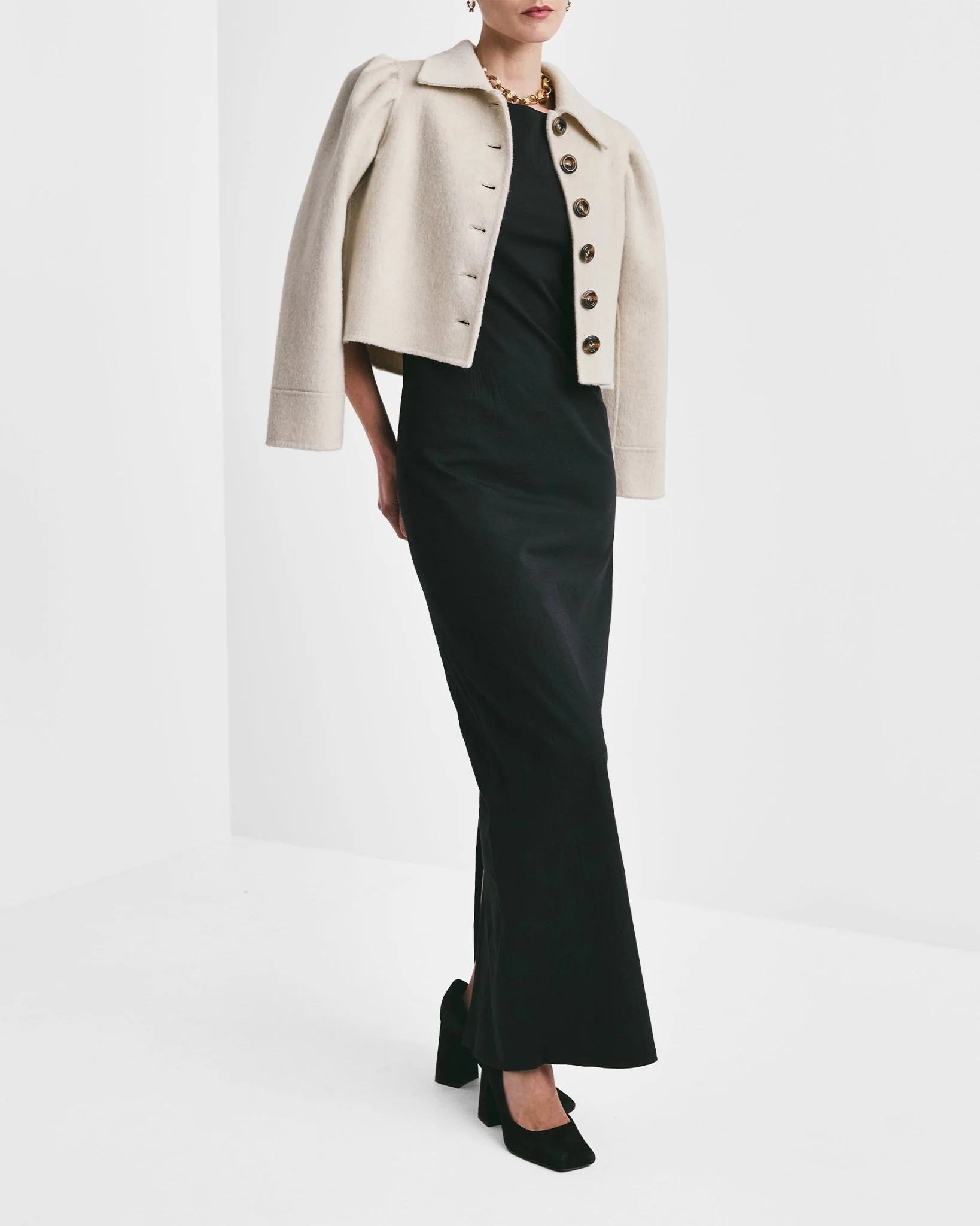 Tailored Cropped Jacket Vintage White - Image 6