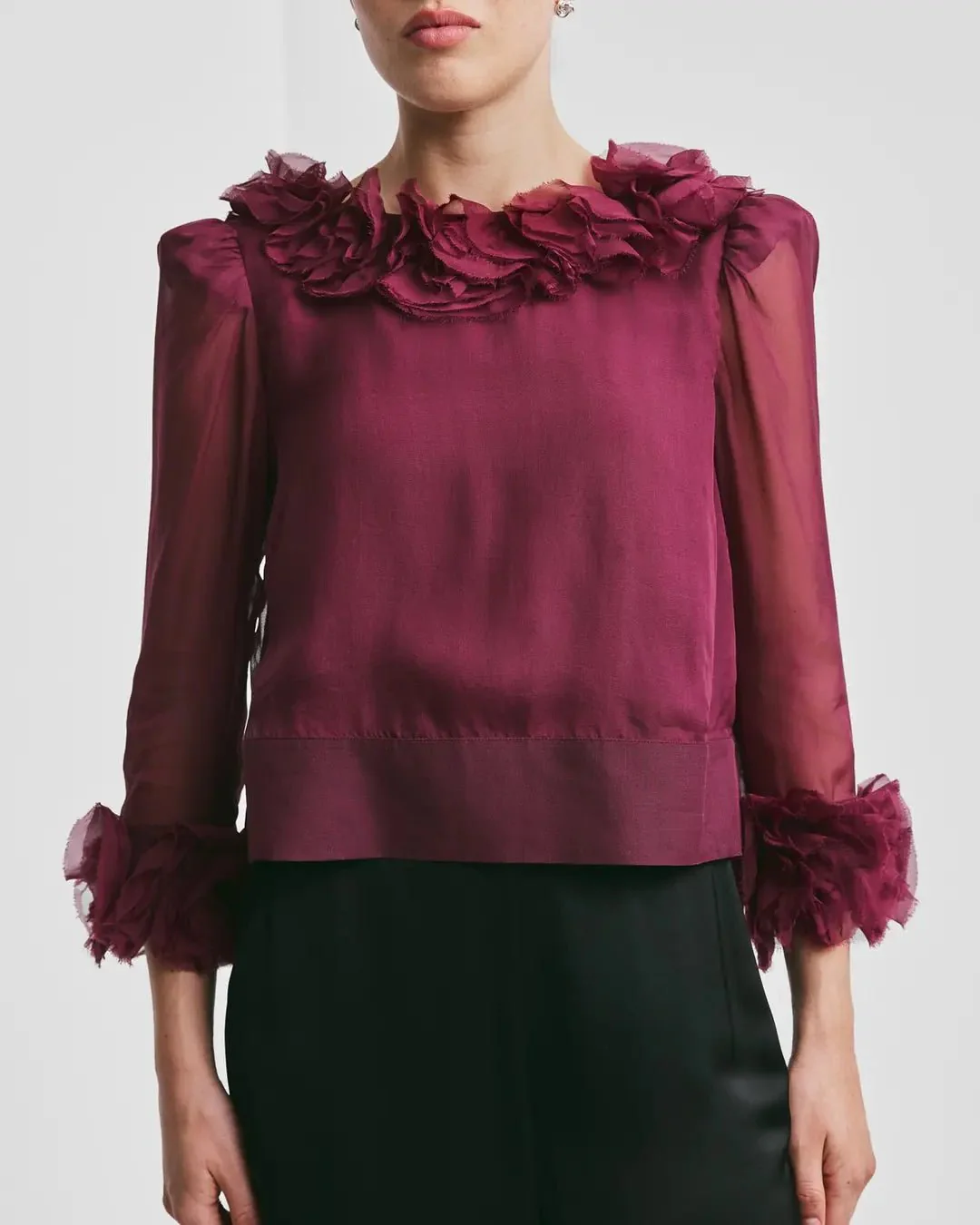 Organza Frilly Top Burgundy - Image 5