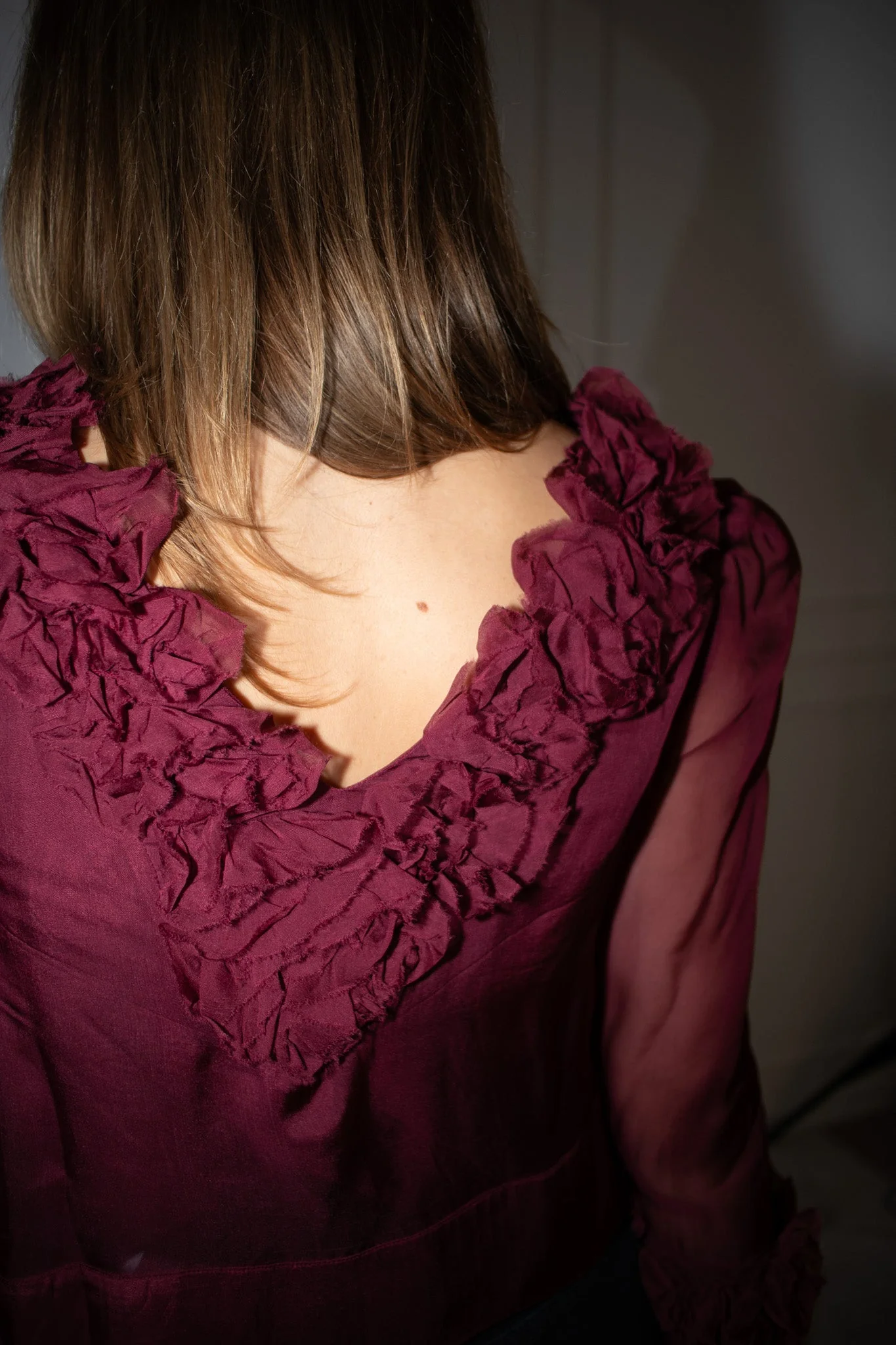 Organza Frilly Top Burgundy - Image 6