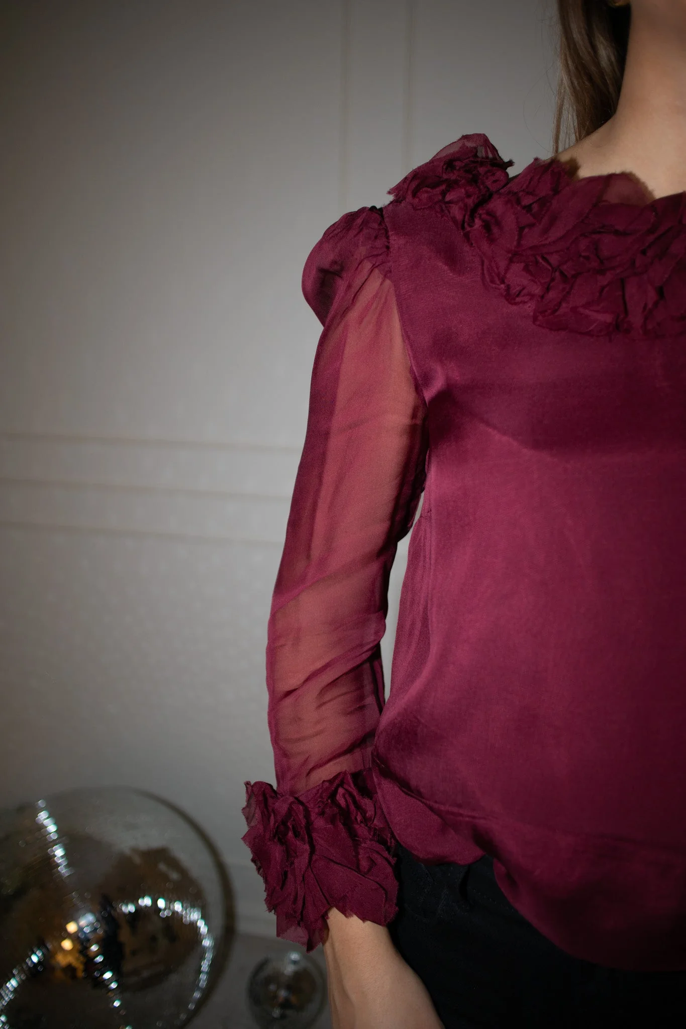 Organza Frilly Top Burgundy - Image 7