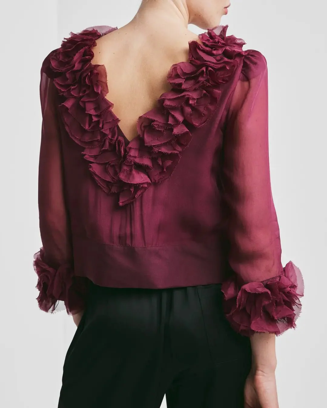 Organza Frilly Top Burgundy - Image 8