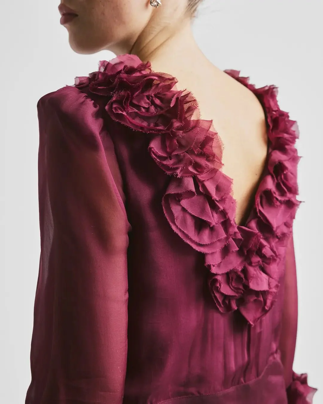 Organza Frilly Top Burgundy - Image 9