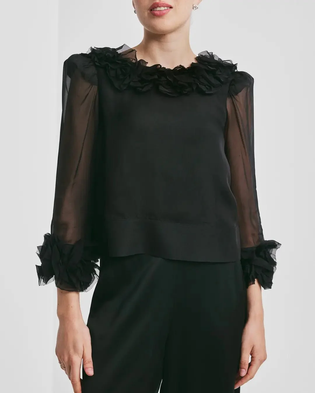 Organza Frilly Top Black - Image 2