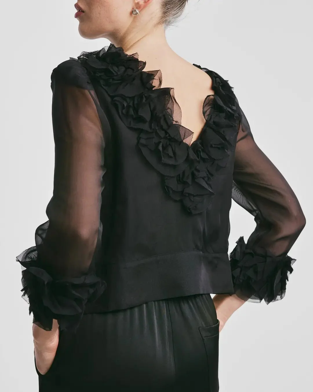 Organza Frilly Top Black - Image 6