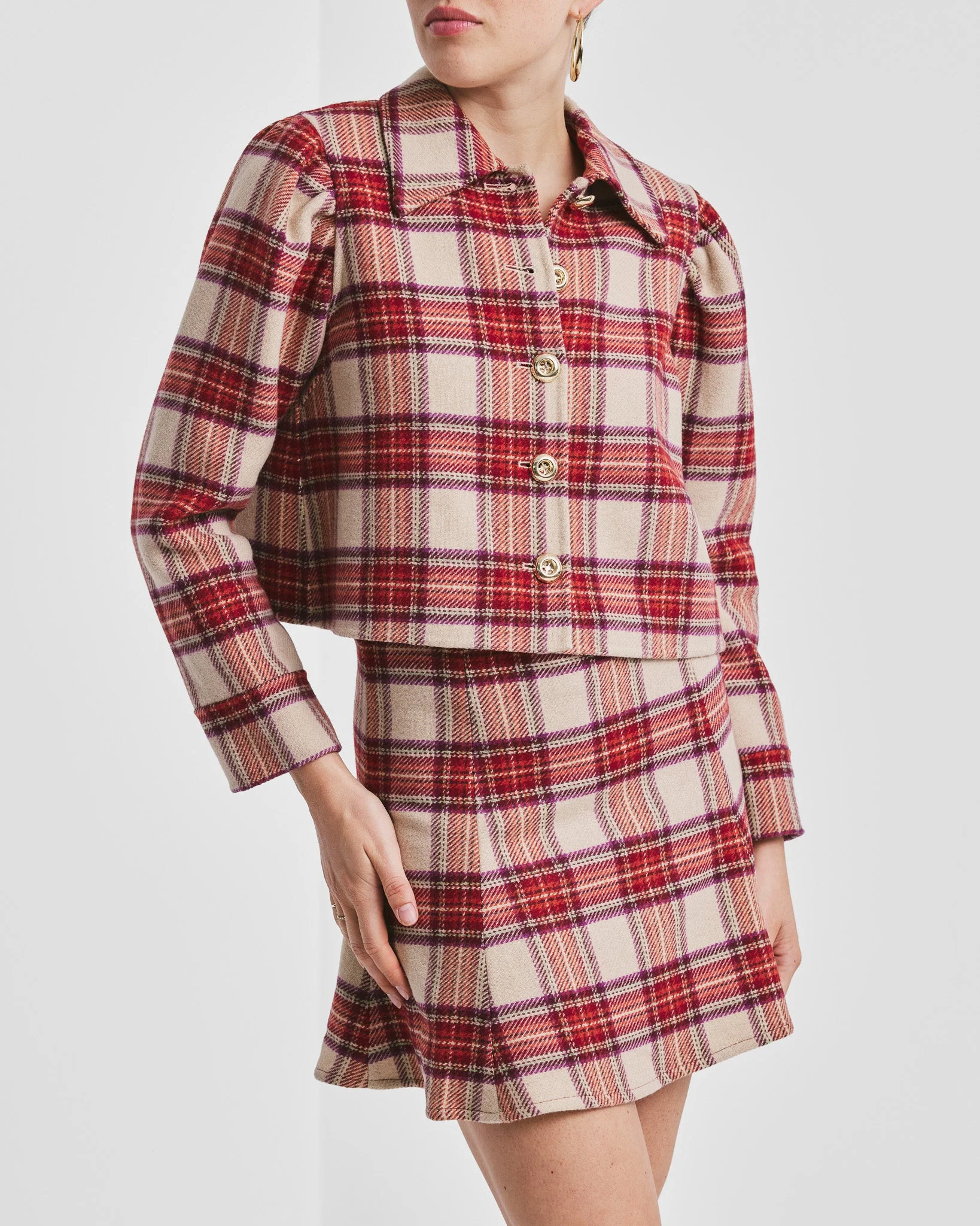 Tailored Cropped Jacket Checks - Image 5