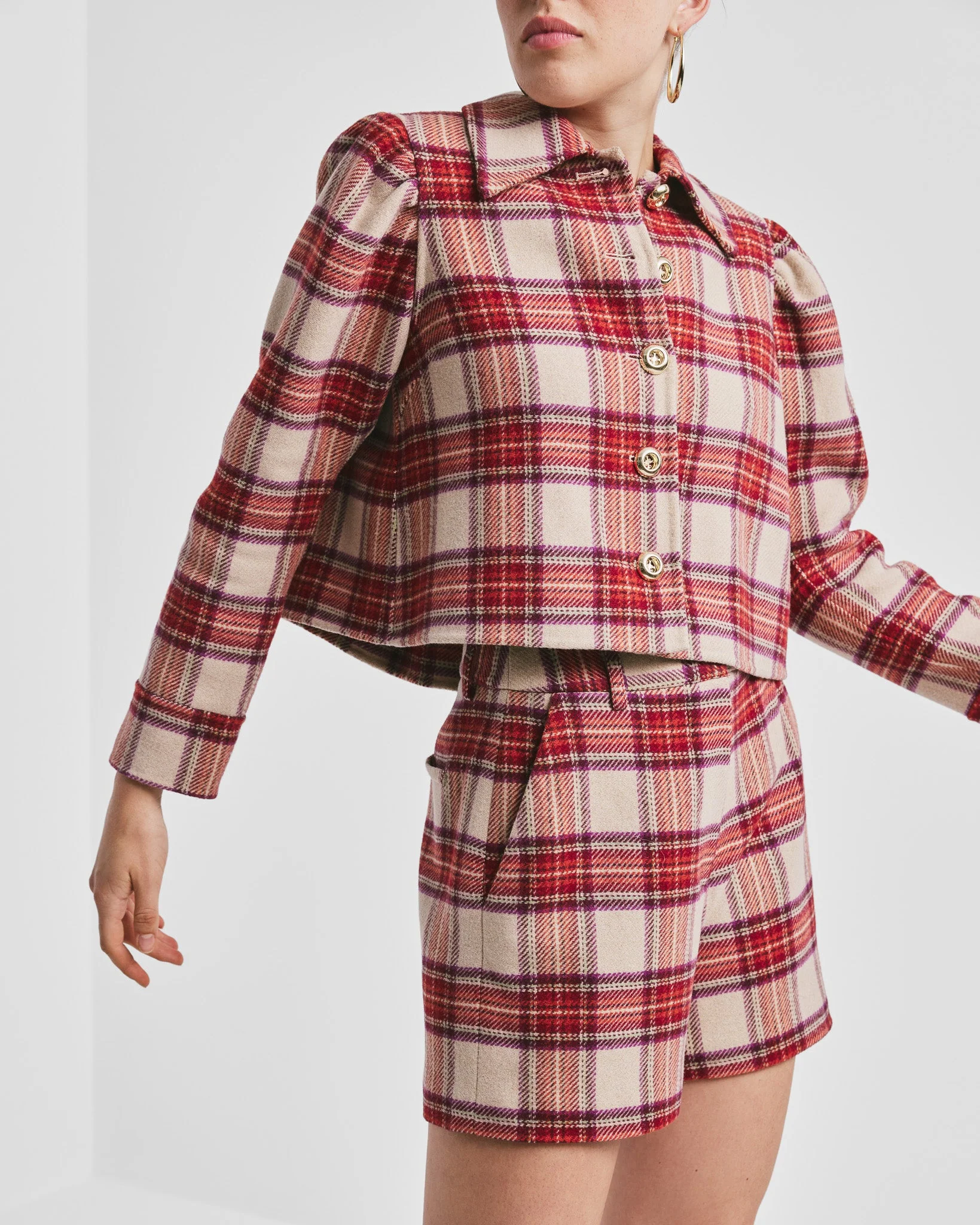 Tailored Cropped Jacket Checks - Image 6