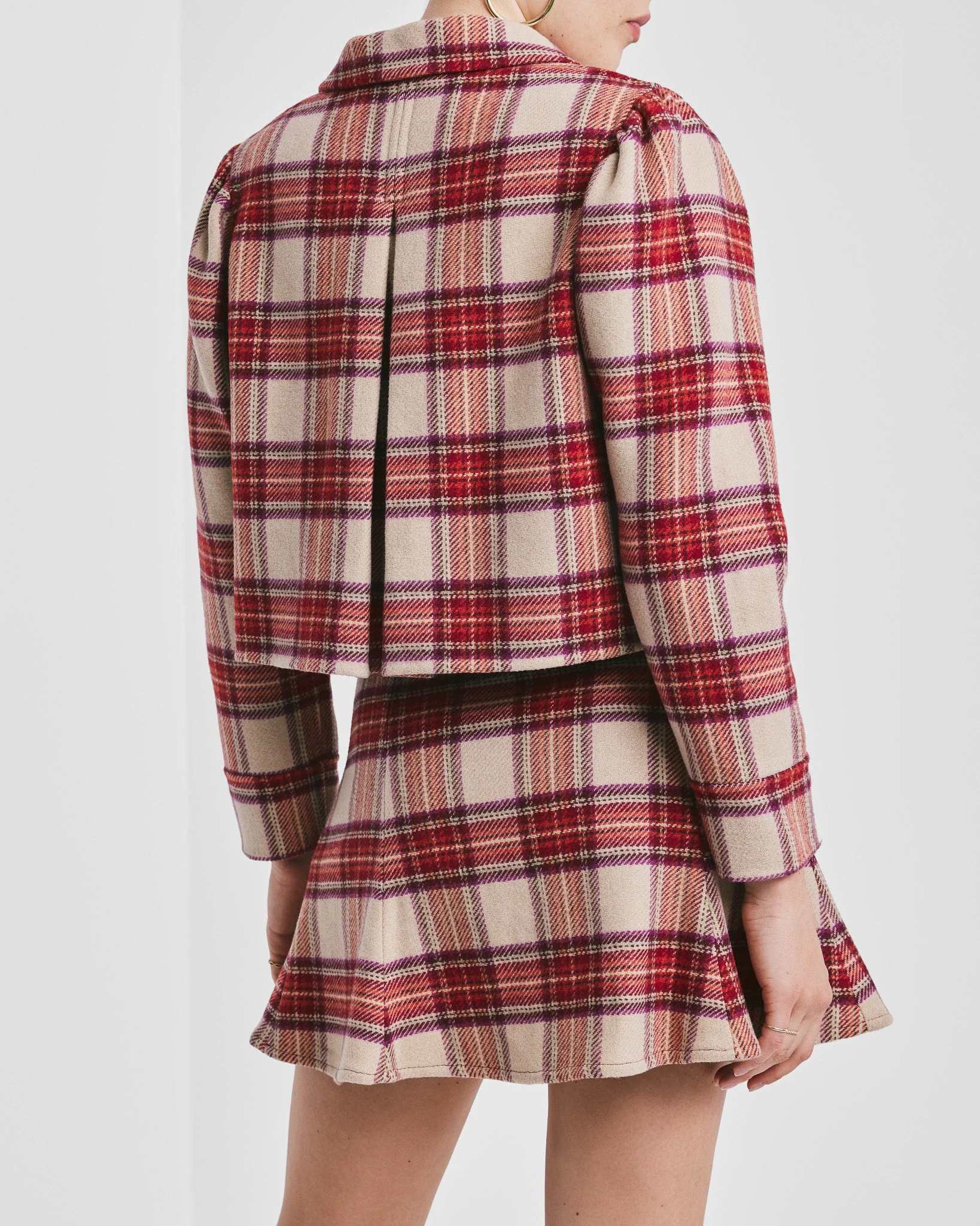 Tailored Cropped Jacket Checks - Image 8