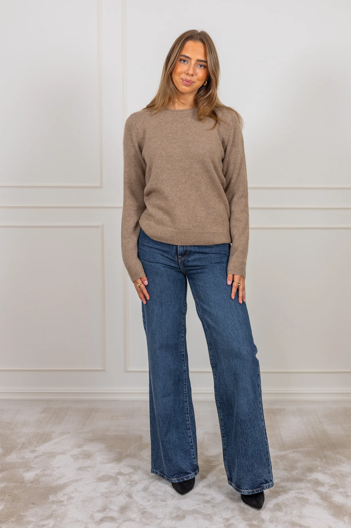 Manila Ls Knit Cashmere O-Neck Delicioso Melange - Image 3