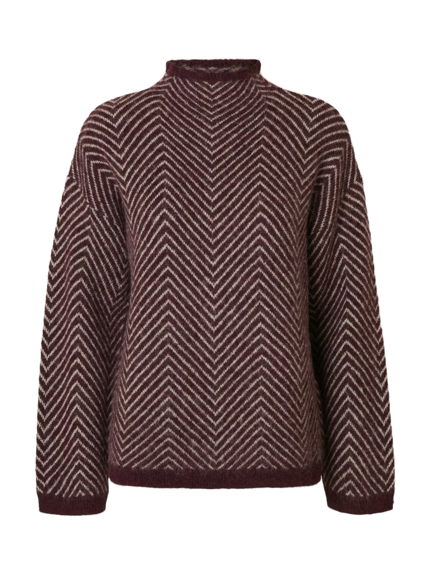 Lulu Ls Herringbone Knit High Neck Fig Birch - Image 2