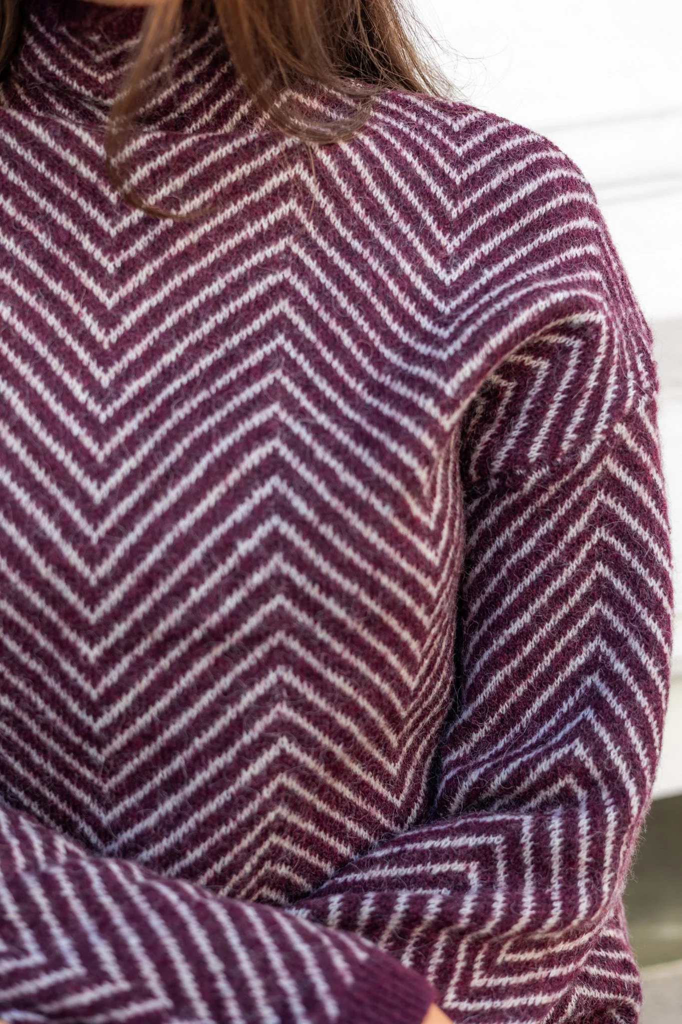 Lulu Ls Herringbone Knit High Neck Fig Birch - Image 5