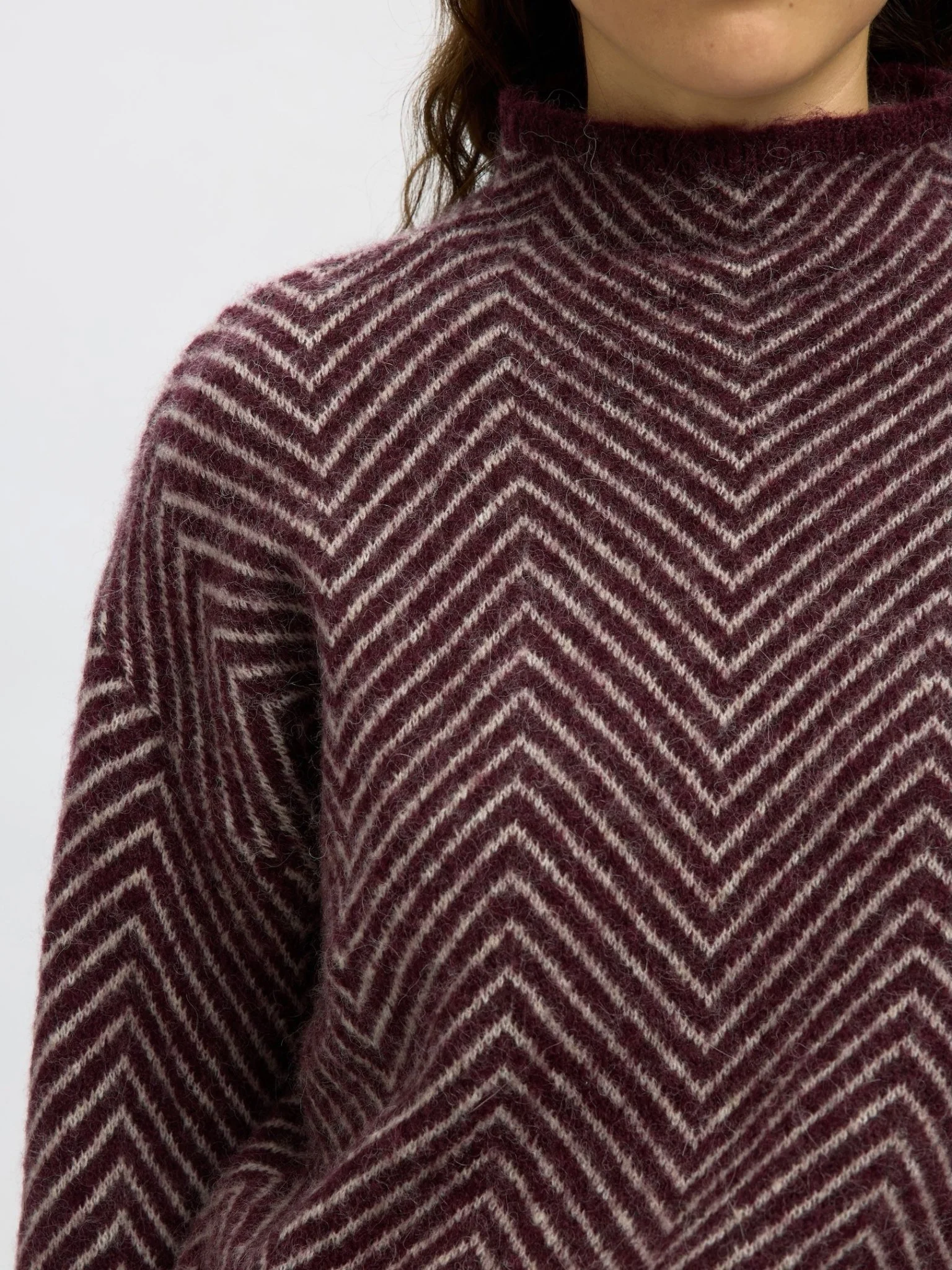Lulu Ls Herringbone Knit High Neck Fig Birch - Image 6