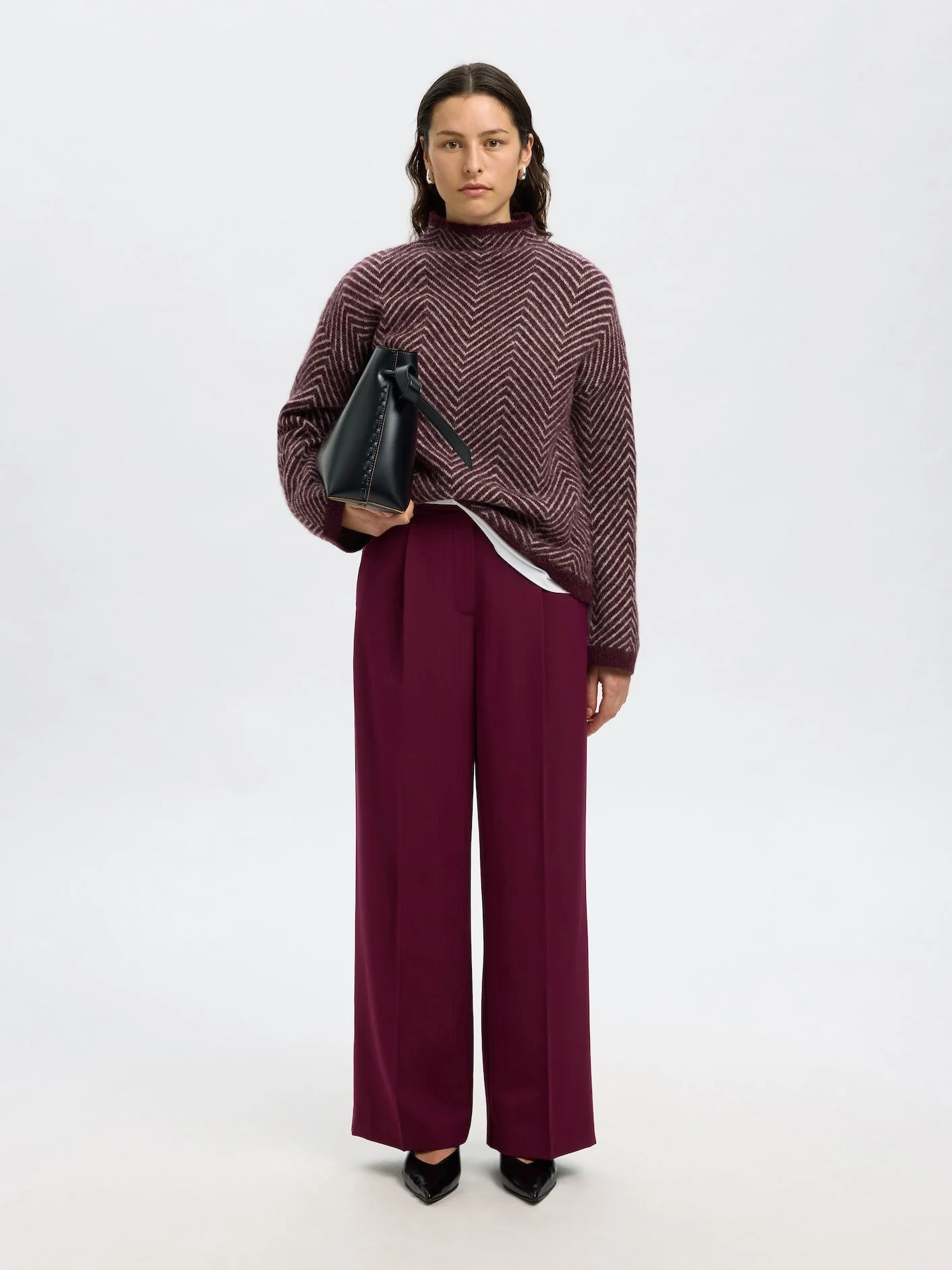 Lulu Ls Herringbone Knit High Neck Fig Birch - Image 8