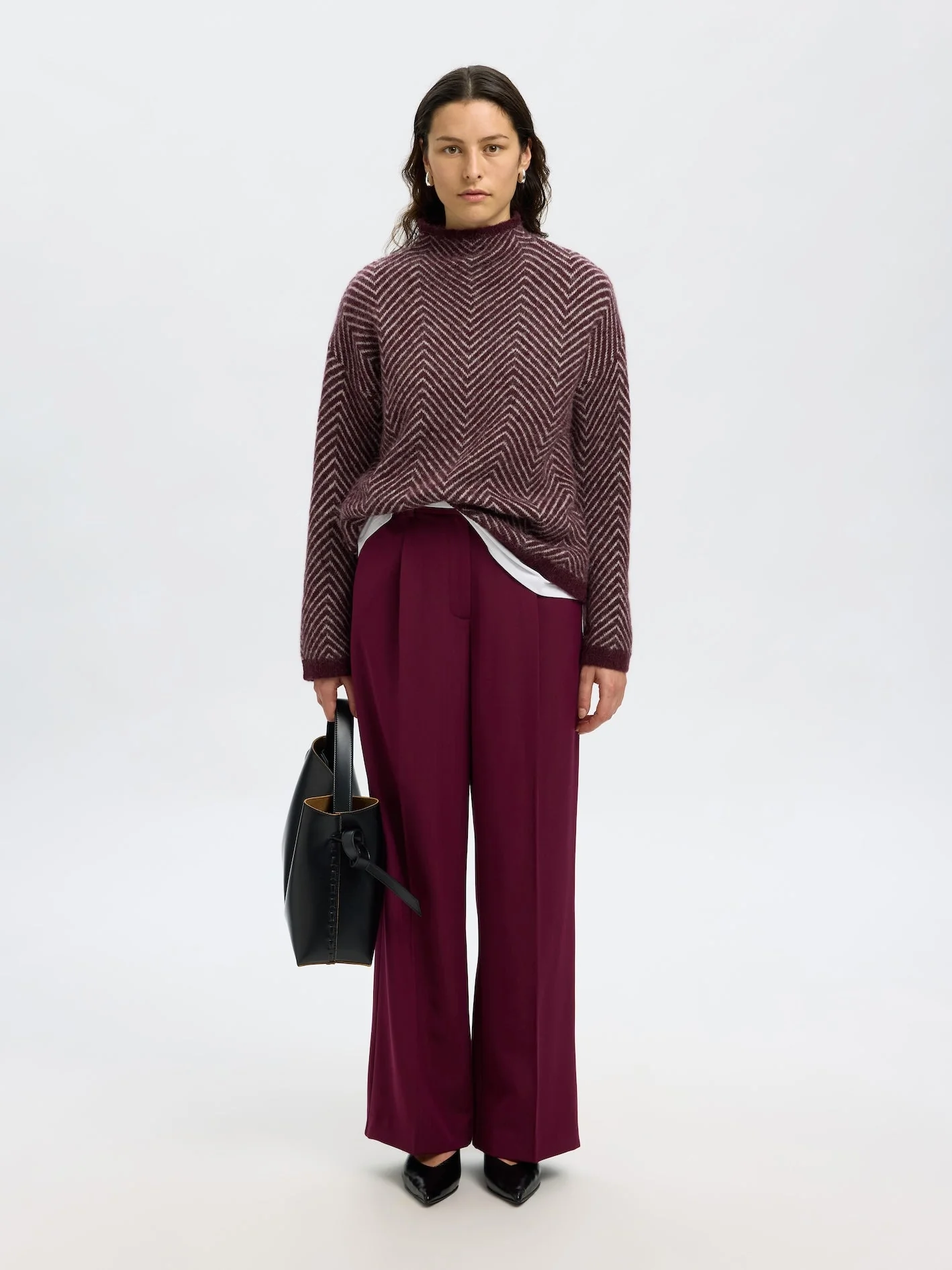 Lulu Ls Herringbone Knit High Neck Fig Birch - Image 9