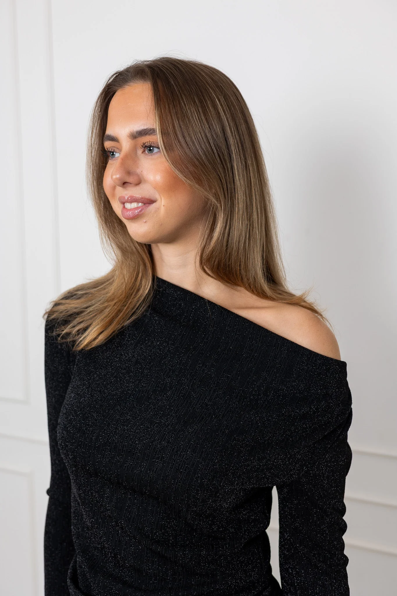 Anja Ls Slim Short Dress Black - Image 4