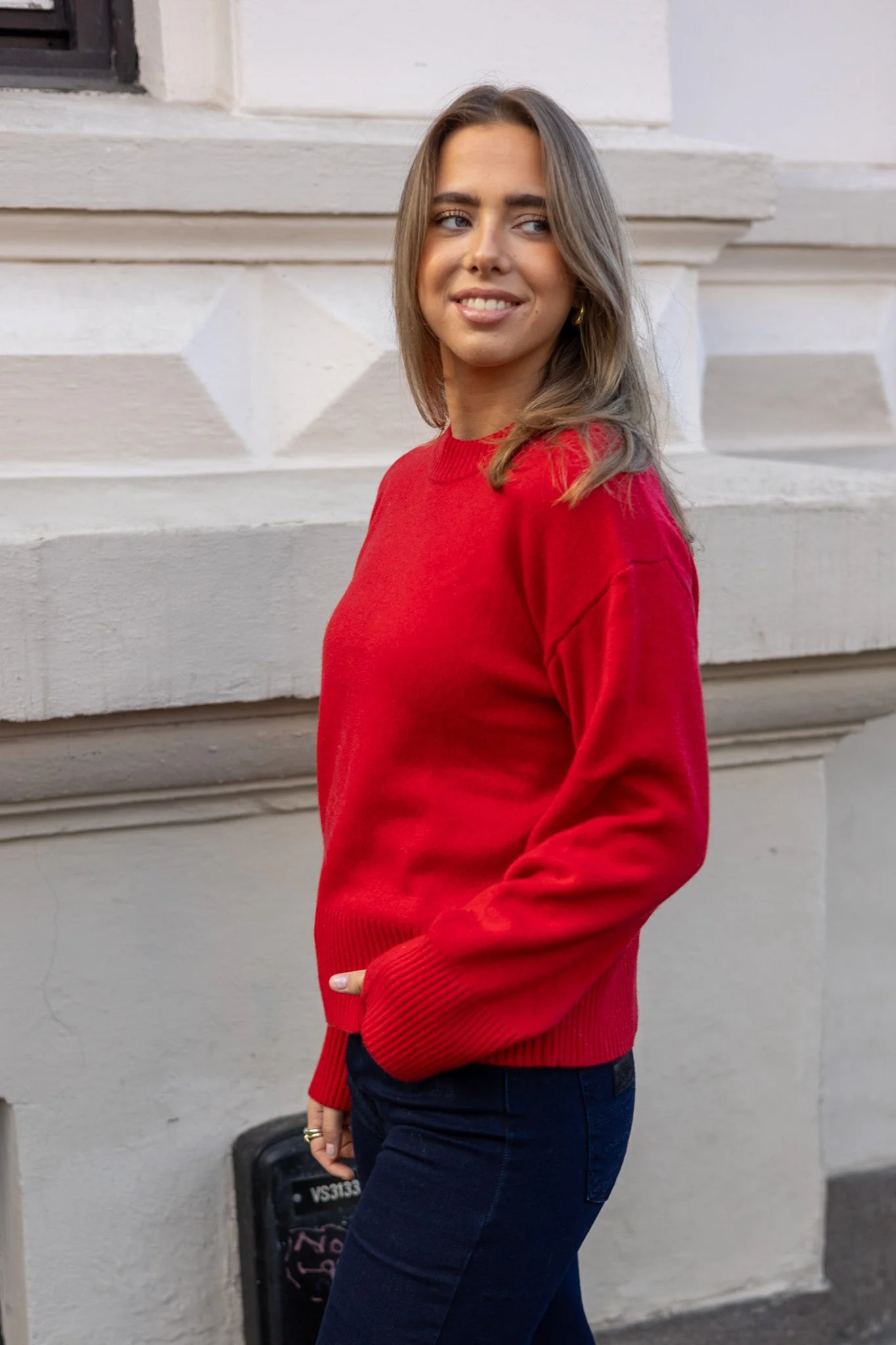 Cille Cashmerelend Ls Knit O-Neck Equestrian Red - Image 4