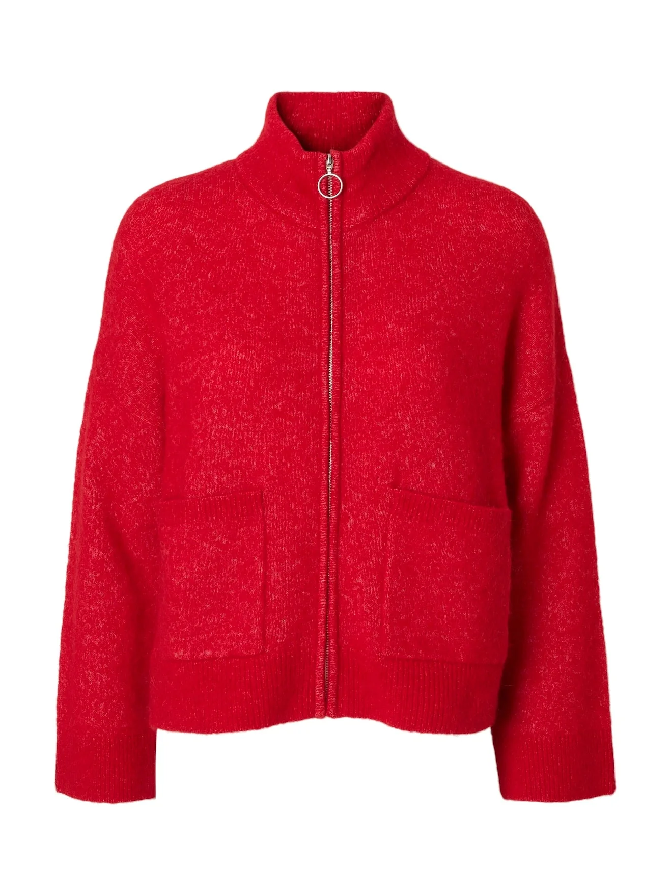 Sia Ras Ls Knit Zipper Cardigan Equestrian Red Melange - Image 2