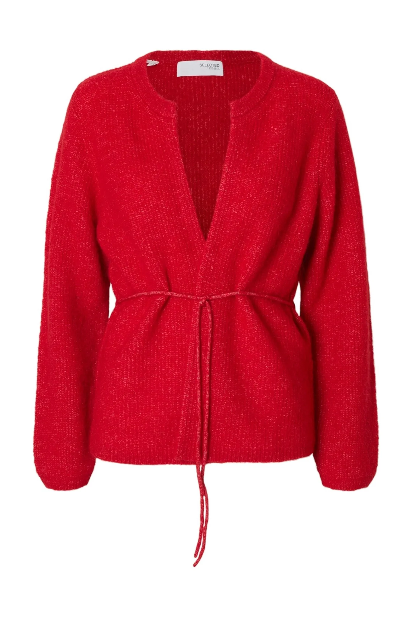 Sia Ras Ls Knit Belt Cardigan Equestrian Red Melange - Image 2