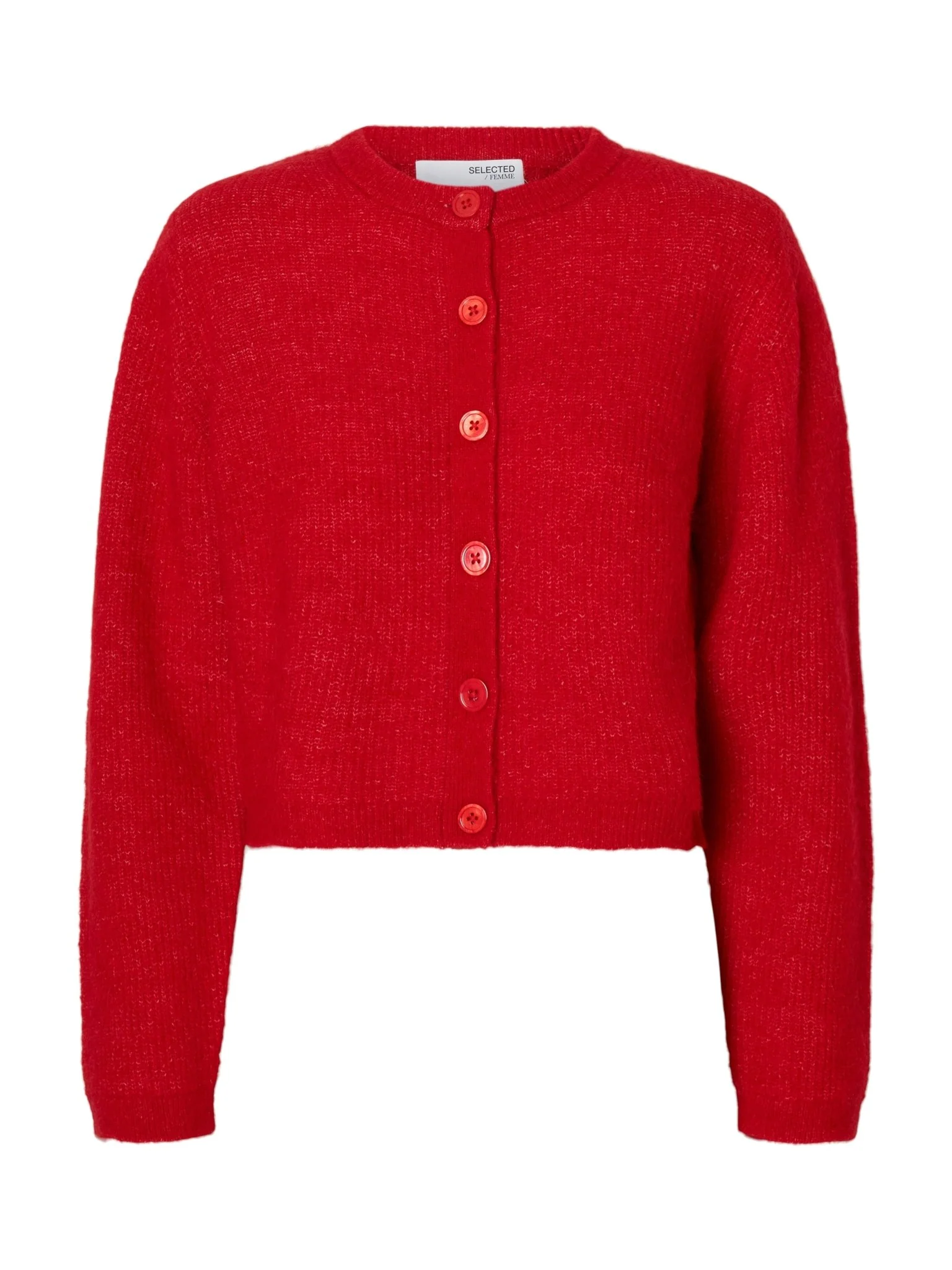Sia Ras Ls Knit Cropped Cardigan Equestrian Red - Image 2