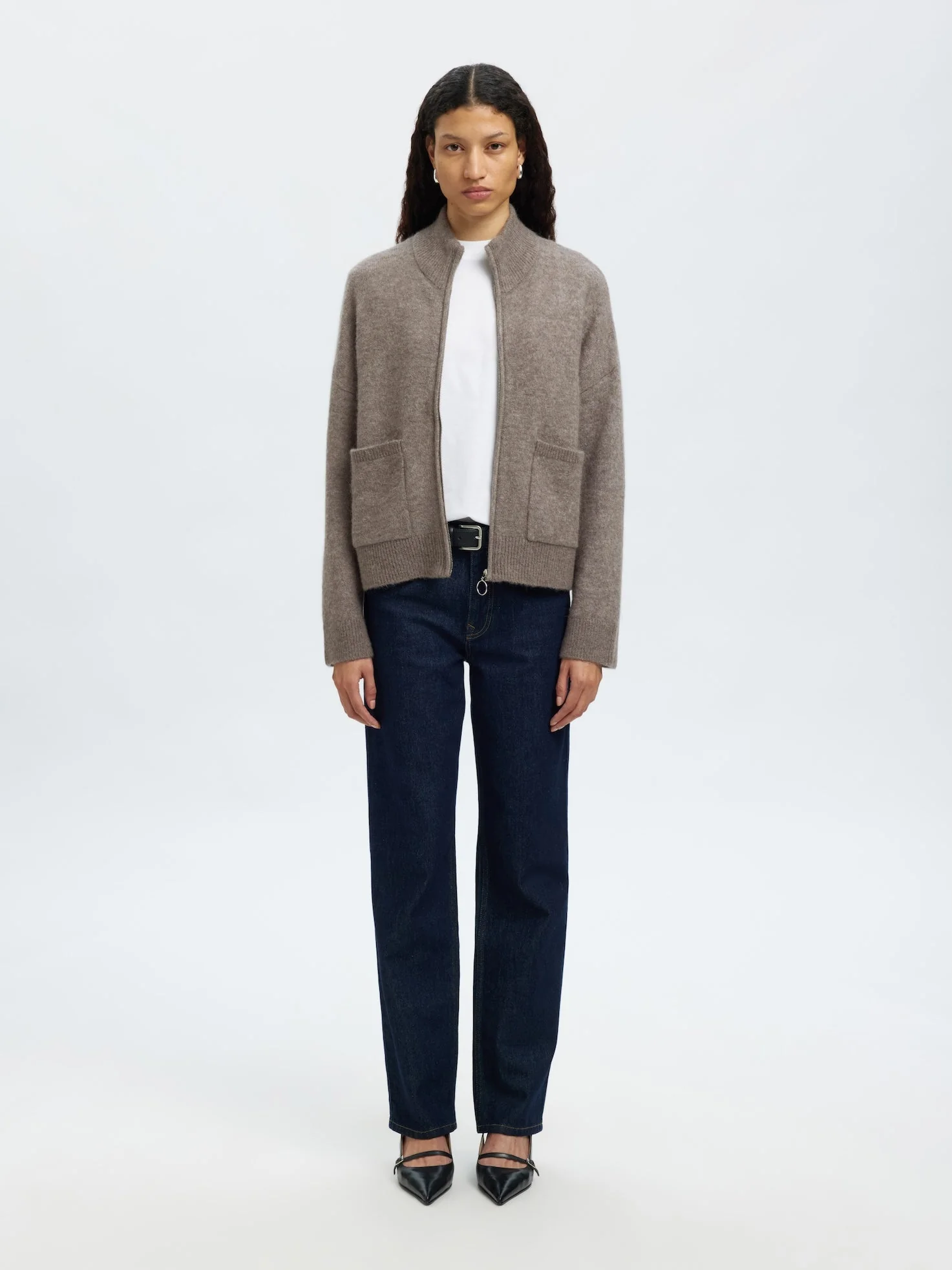 Sia Ras Ls Knit Zipper Cardigan Steel Gray Melange - Image 7