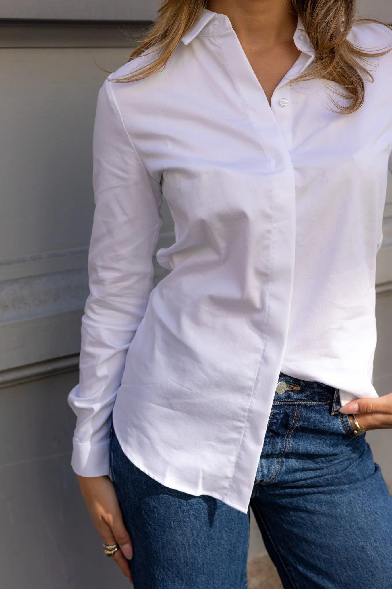 Romie Ls Fitted Shirt Bright White - Image 4