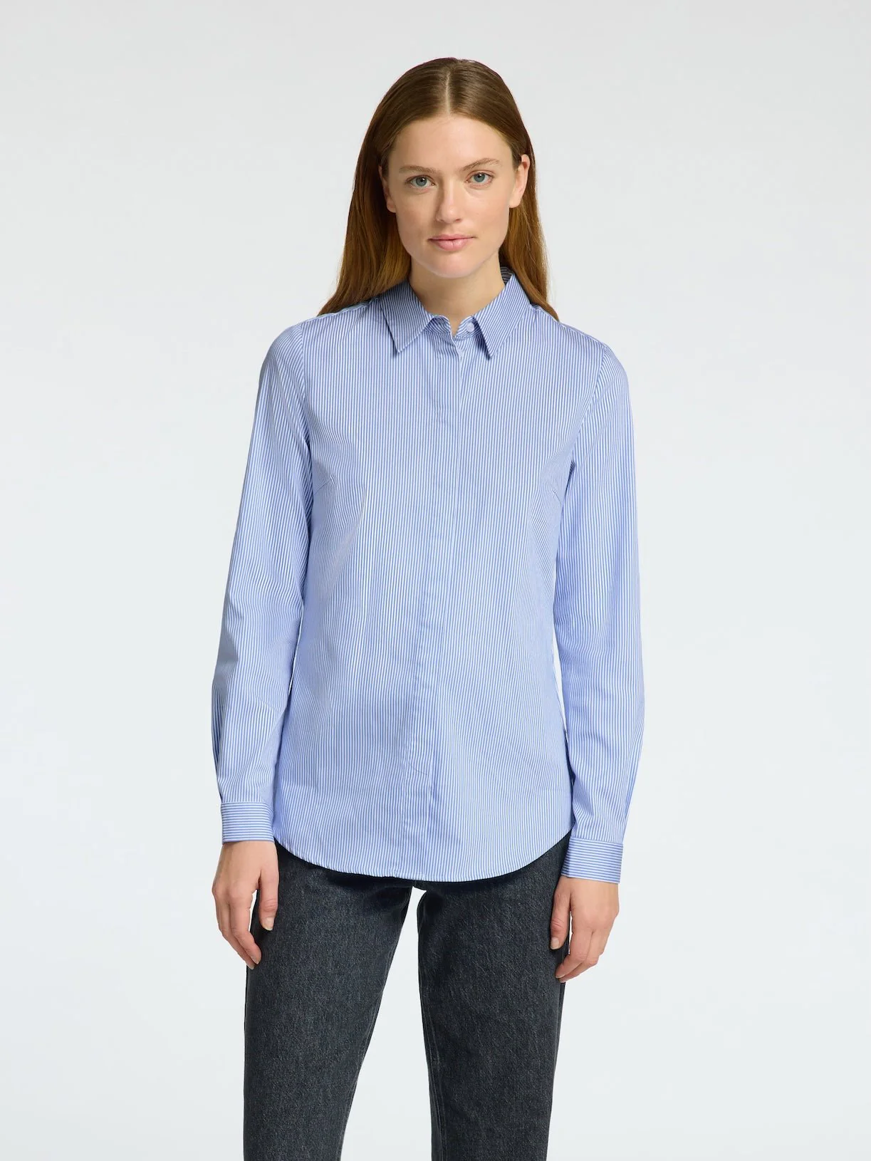 Romie Ls Striped Fitted Shirt Bright White Blue - Image 6