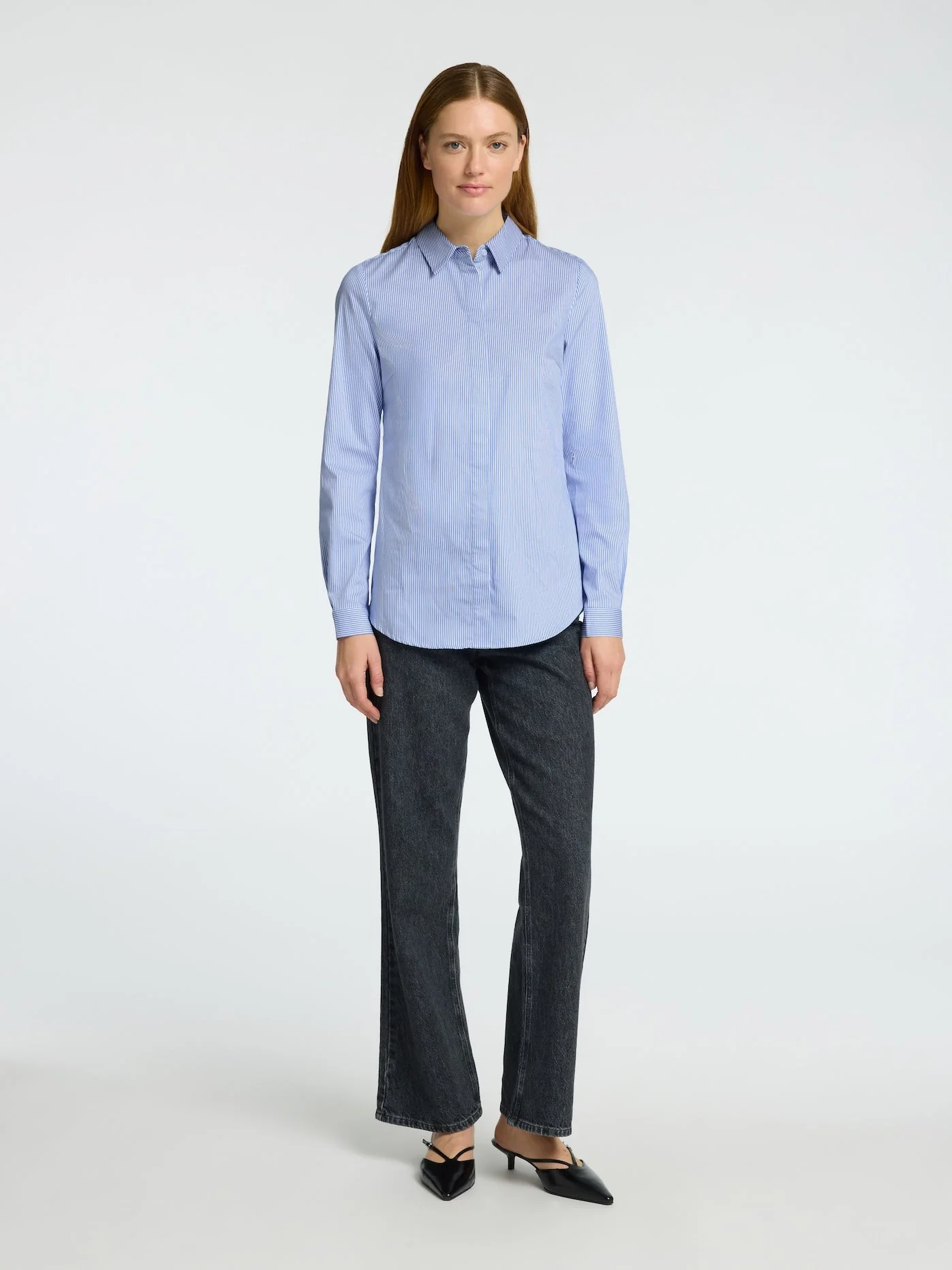Romie Ls Striped Fitted Shirt Bright White Blue - Image 7