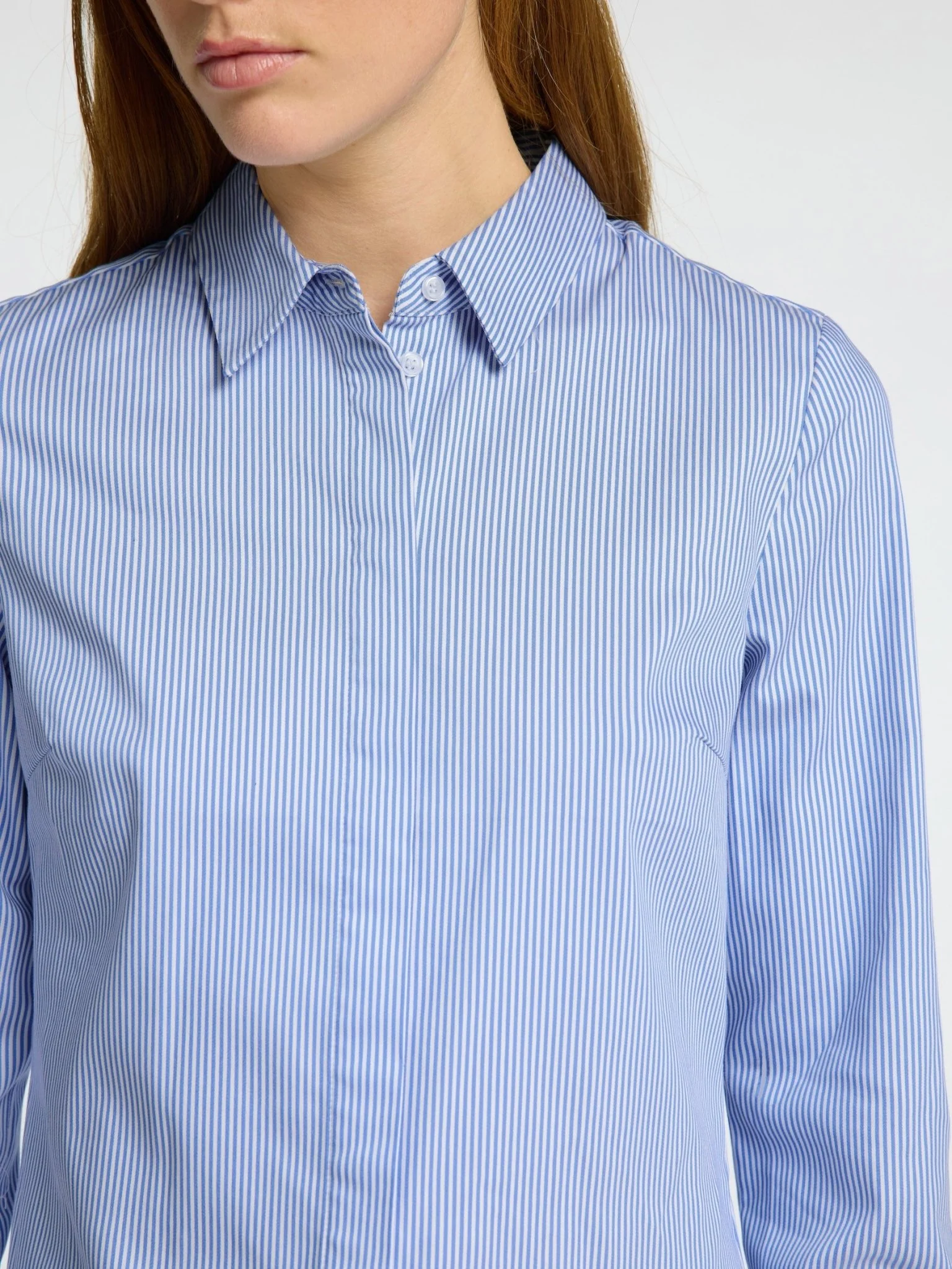 Romie Ls Striped Fitted Shirt Bright White Blue - Image 8