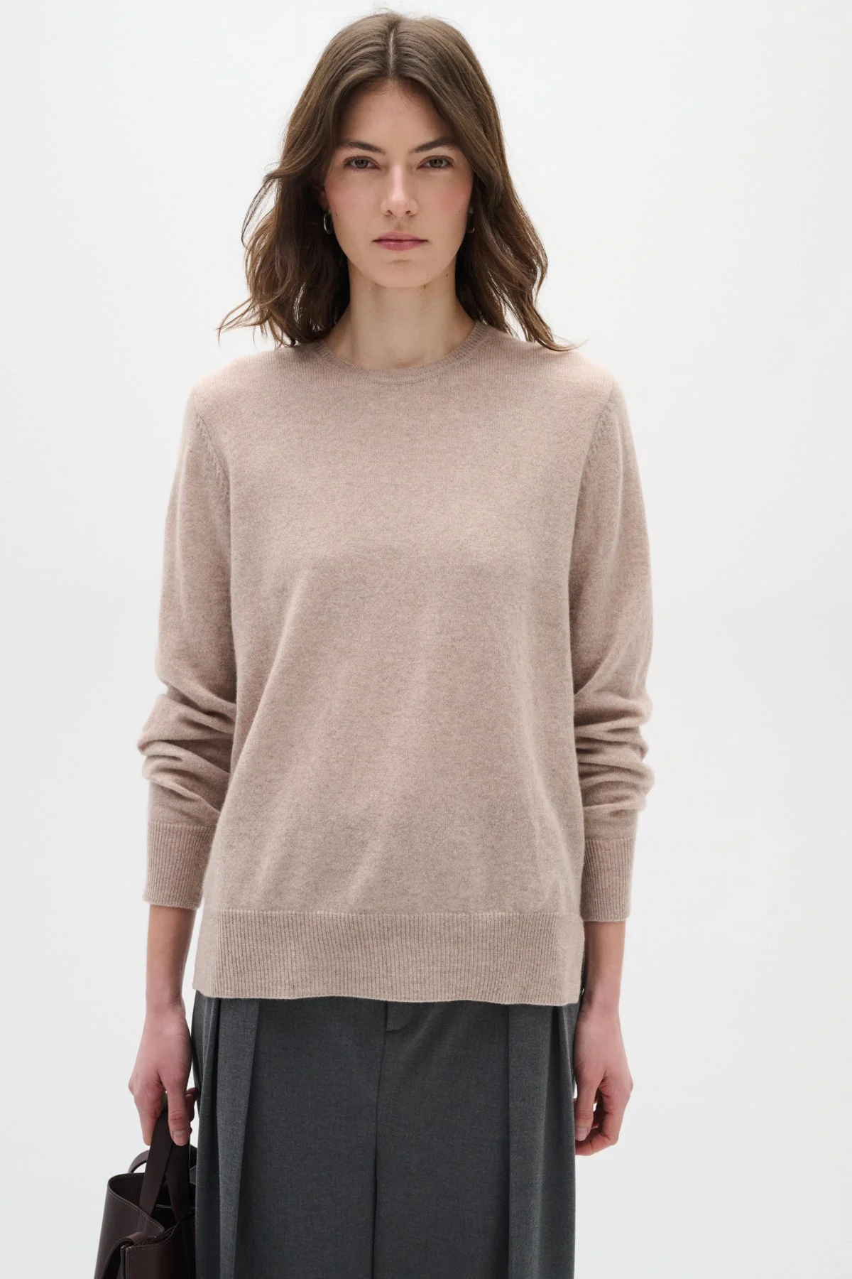 Lukkaiw Crew-Neck Pullover Beige Melange - Image 2