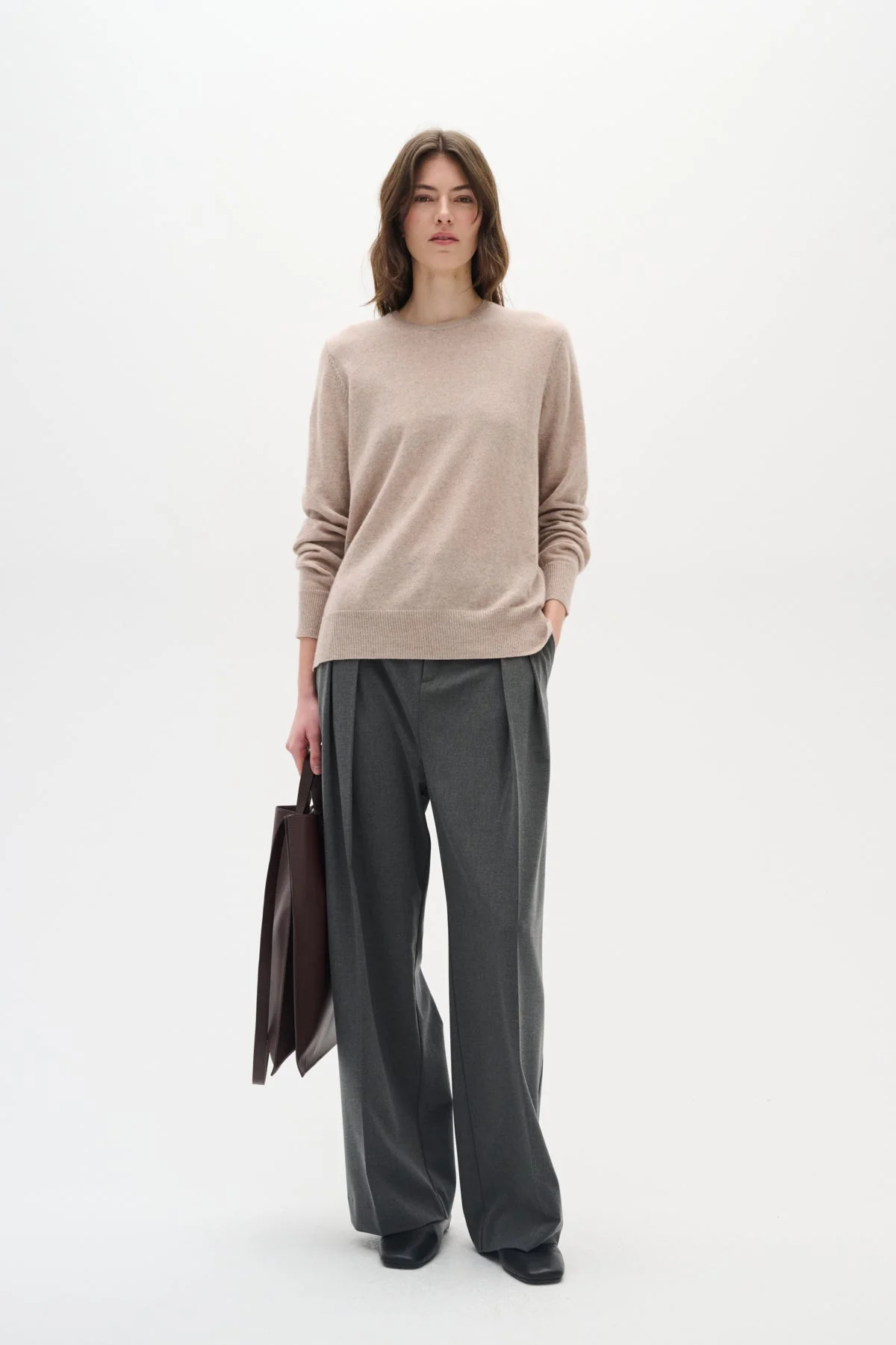 Lukkaiw Crew-Neck Pullover Beige Melange - Image 3