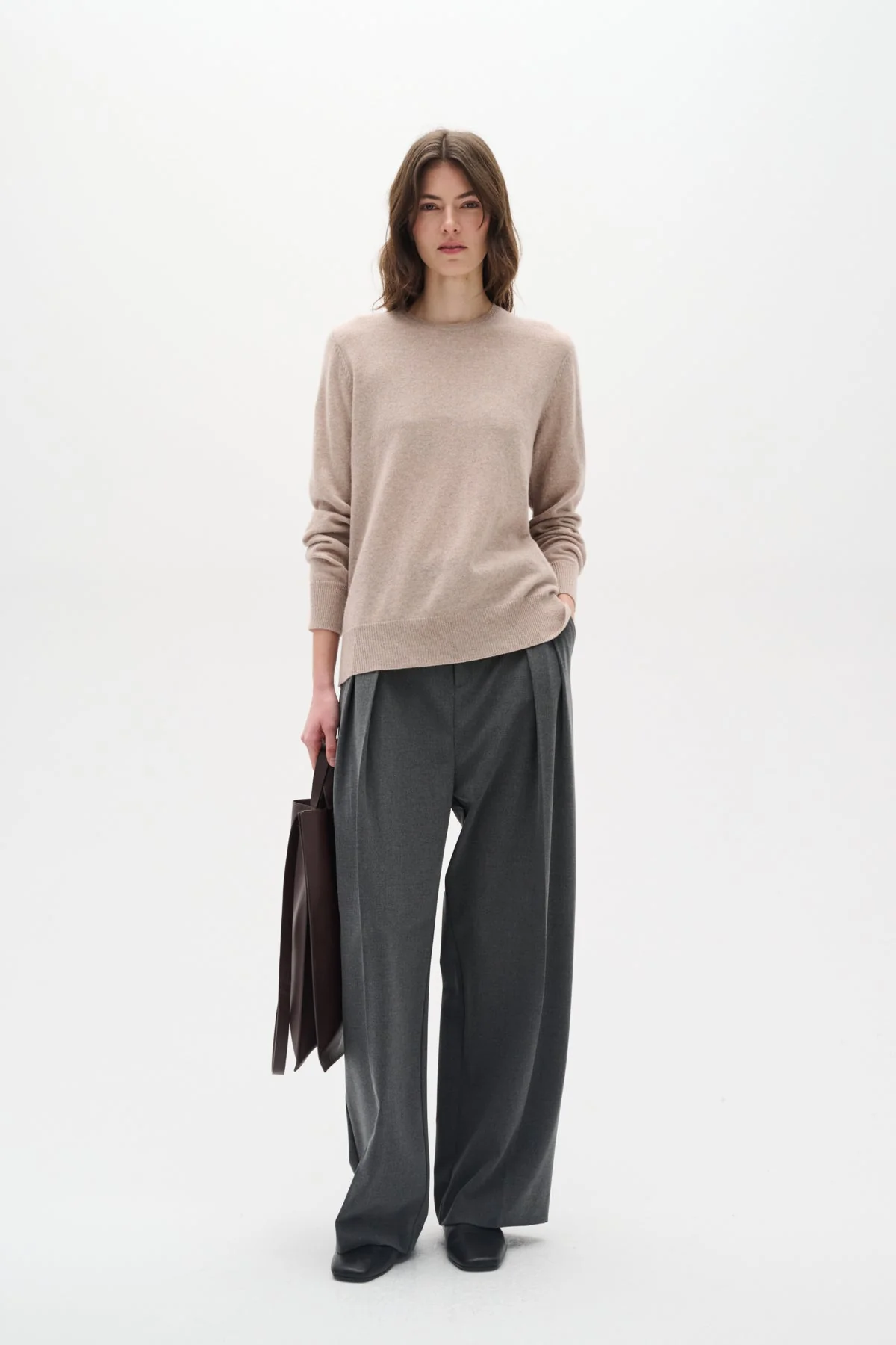 Lukkaiw Crew-Neck Pullover Beige Melange - Image 6