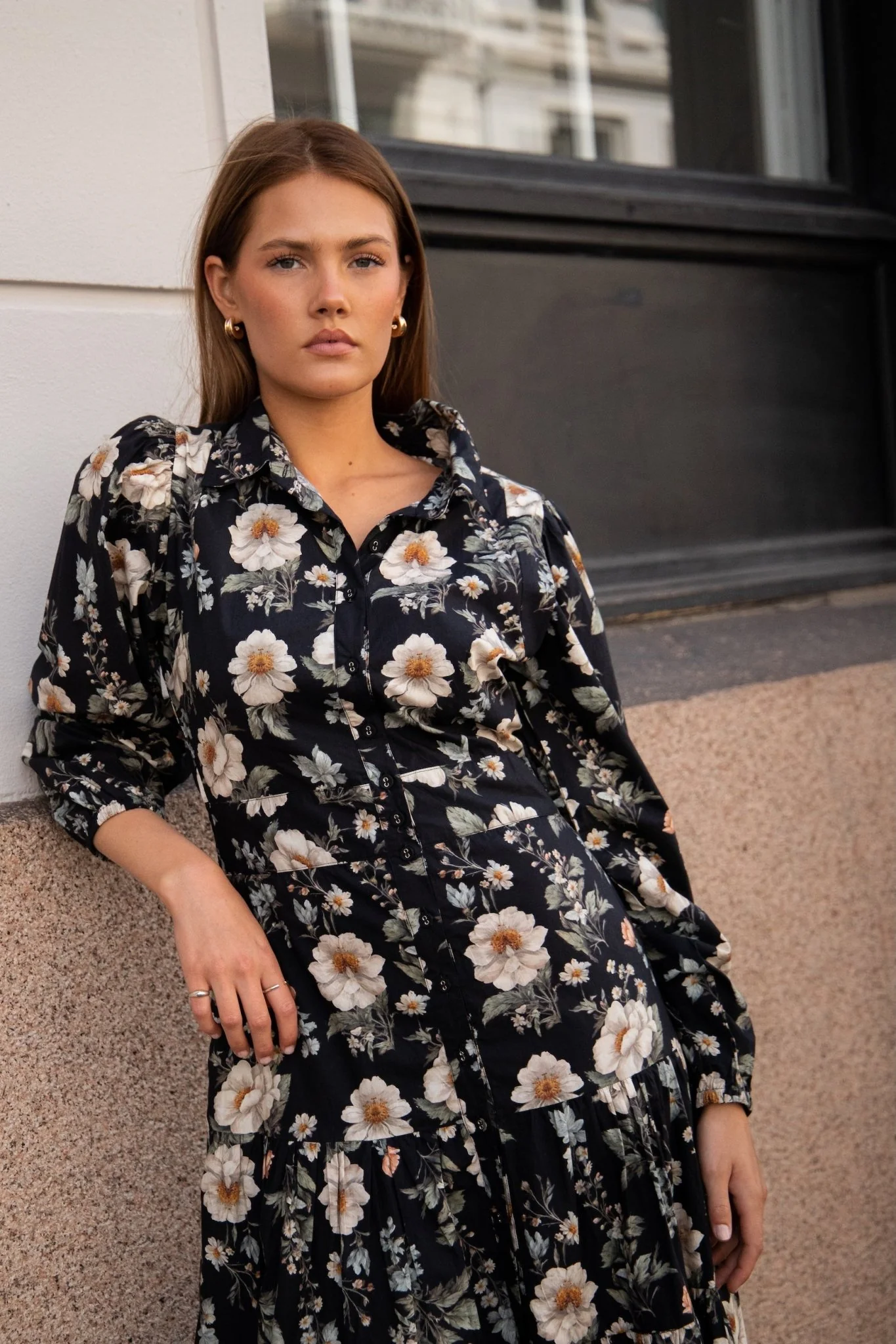 Vicky Midi Dress Antique Black Poplin - Image 14