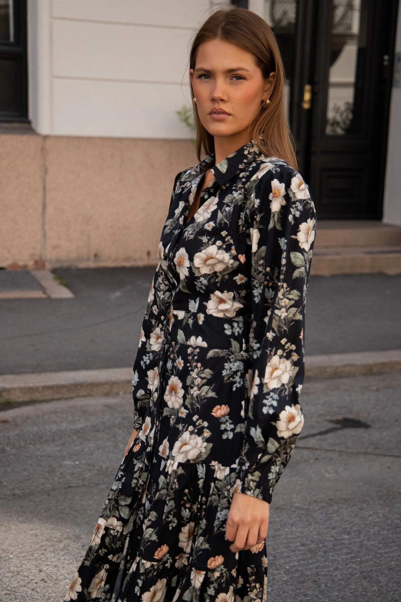 Vicky Midi Dress Antique Black Poplin - Image 17
