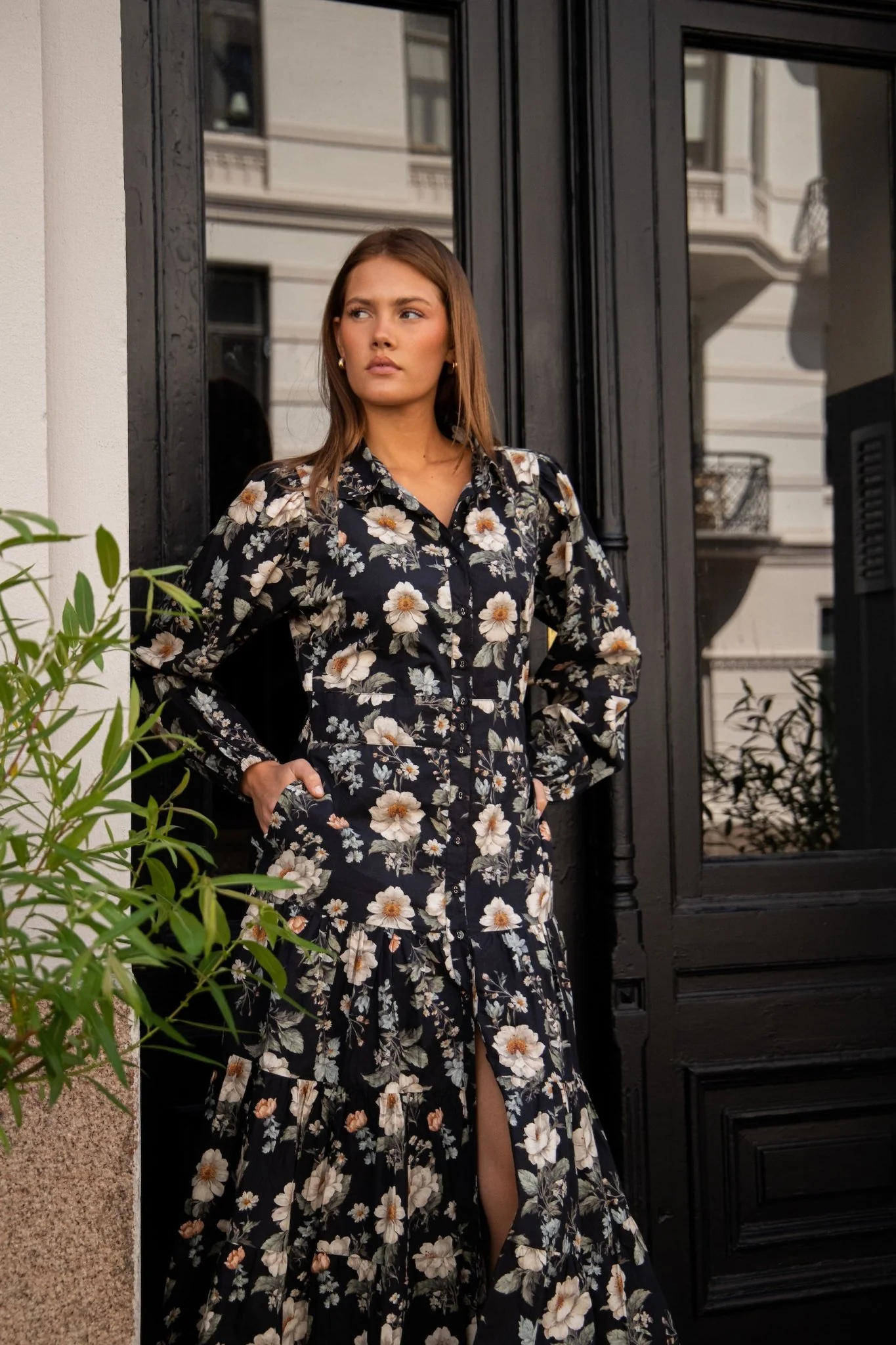 Vicky Midi Dress Antique Black Poplin - Image 19