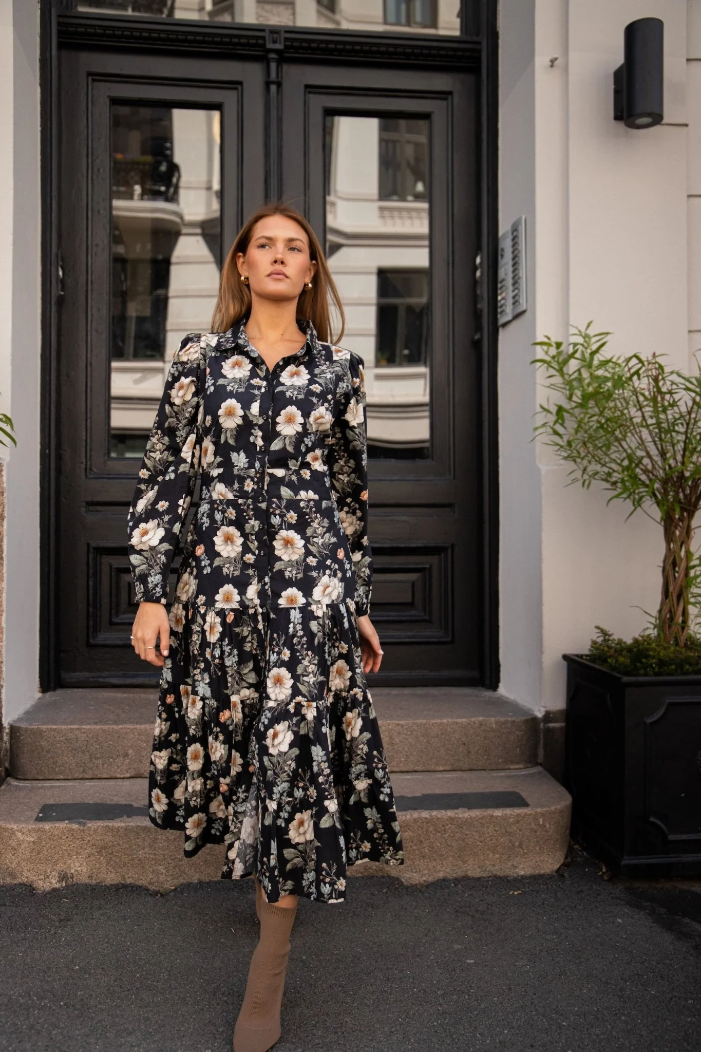 Vicky Midi Dress Antique Black Poplin - Image 3