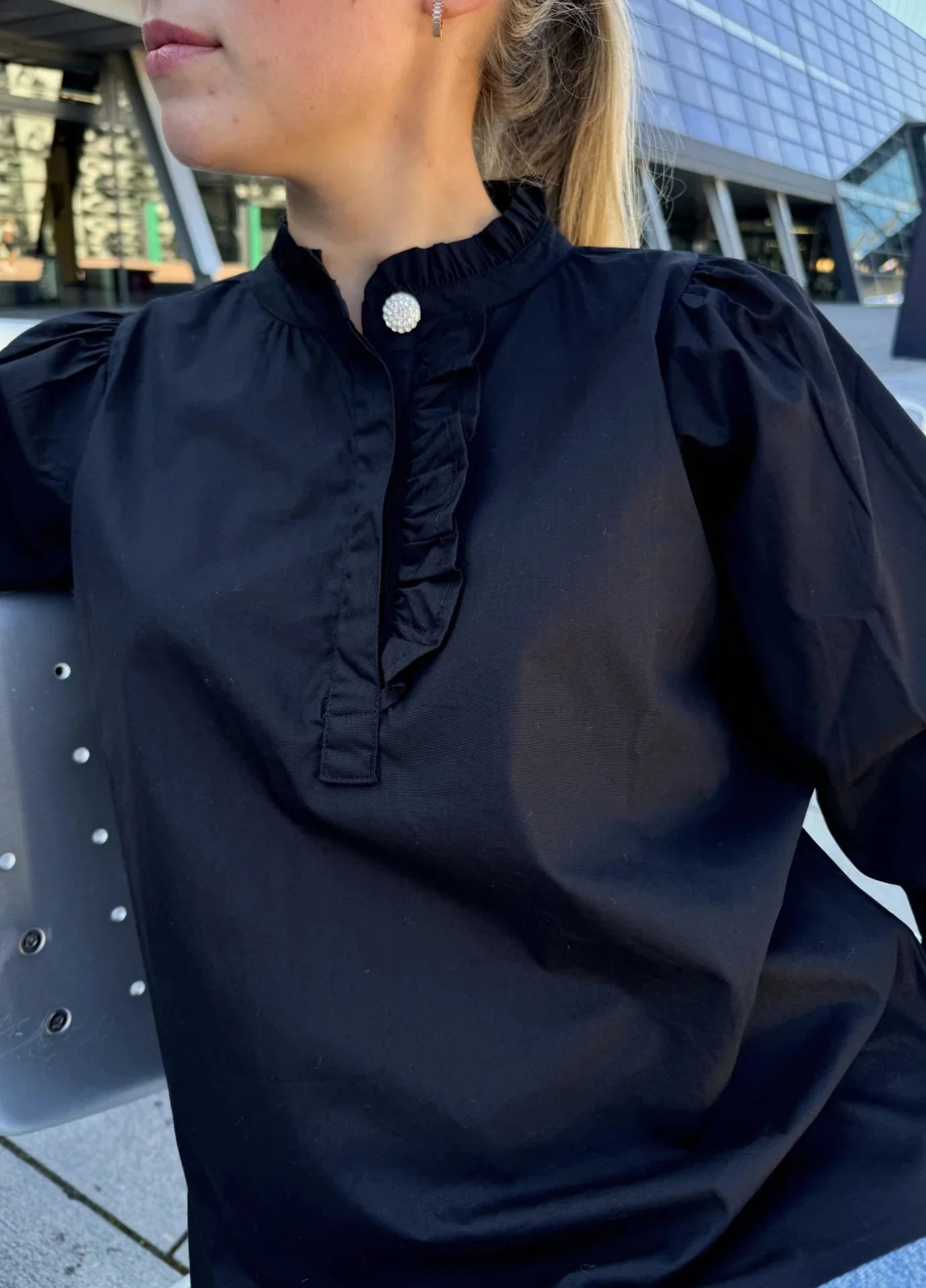 Ella Blouse Ebony Poplin - Image 4