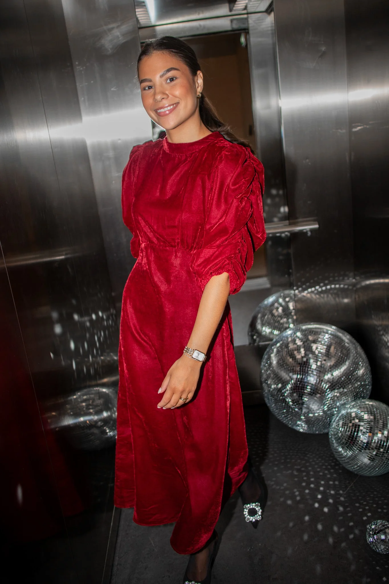 Dakota Dress Velvet Bordeaux - Image 3