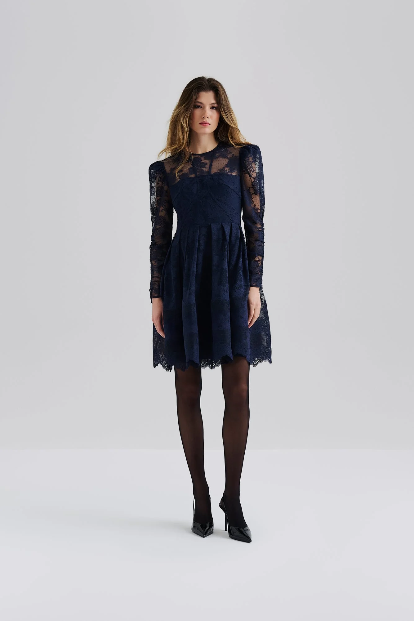 Leoni Lace Mini Dress Dark Blue - Image 11